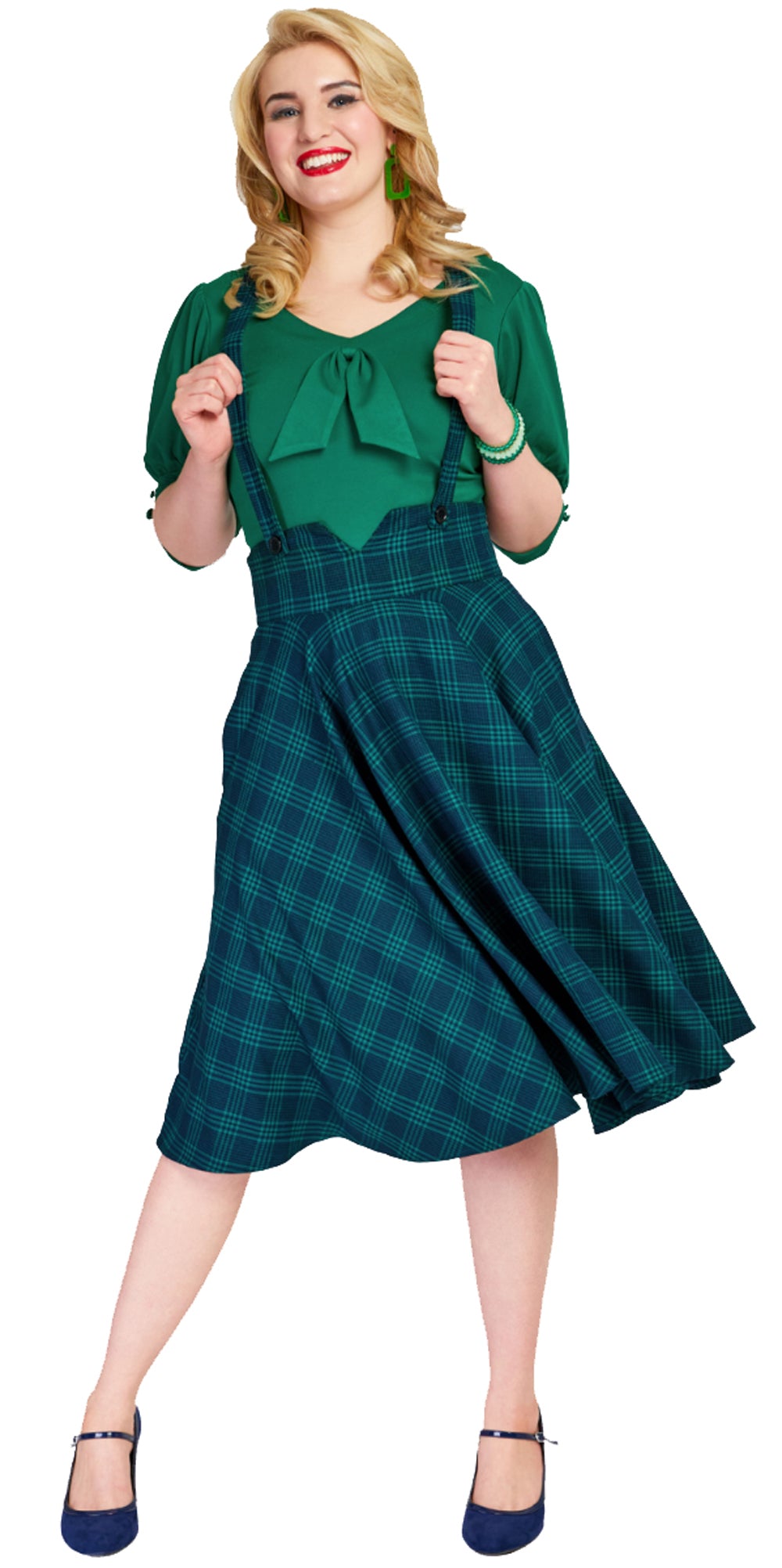 Voodoo_Vixen_GREEN_CHECKED_Vintage_Suspender_TARTAN_High_Waist_SWING_SKIRT_Tellerrock_-_Gruen-1