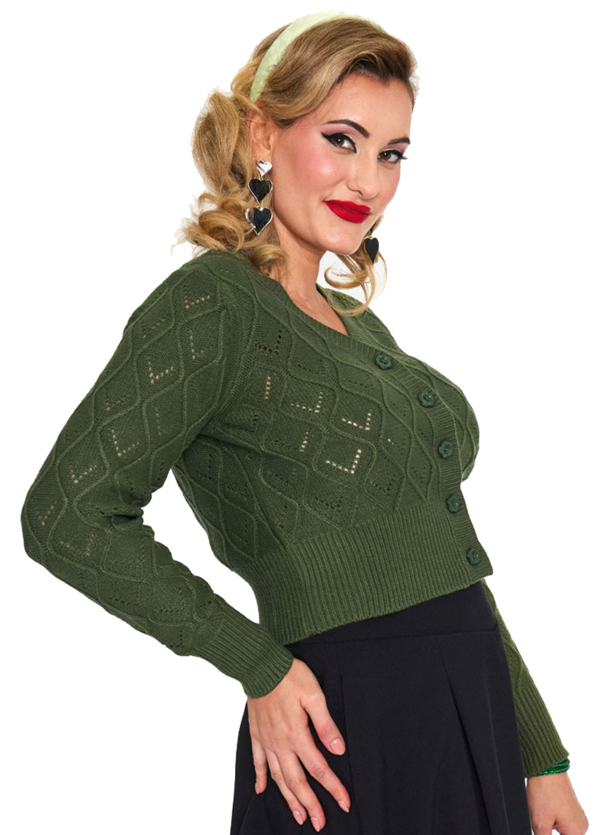 Voodoo_Vixen_GREEN_CHUNKY_Knit_50s_BUTTONED_Langarm_CARDIGAN_Strickjacke_-_Khaki-2