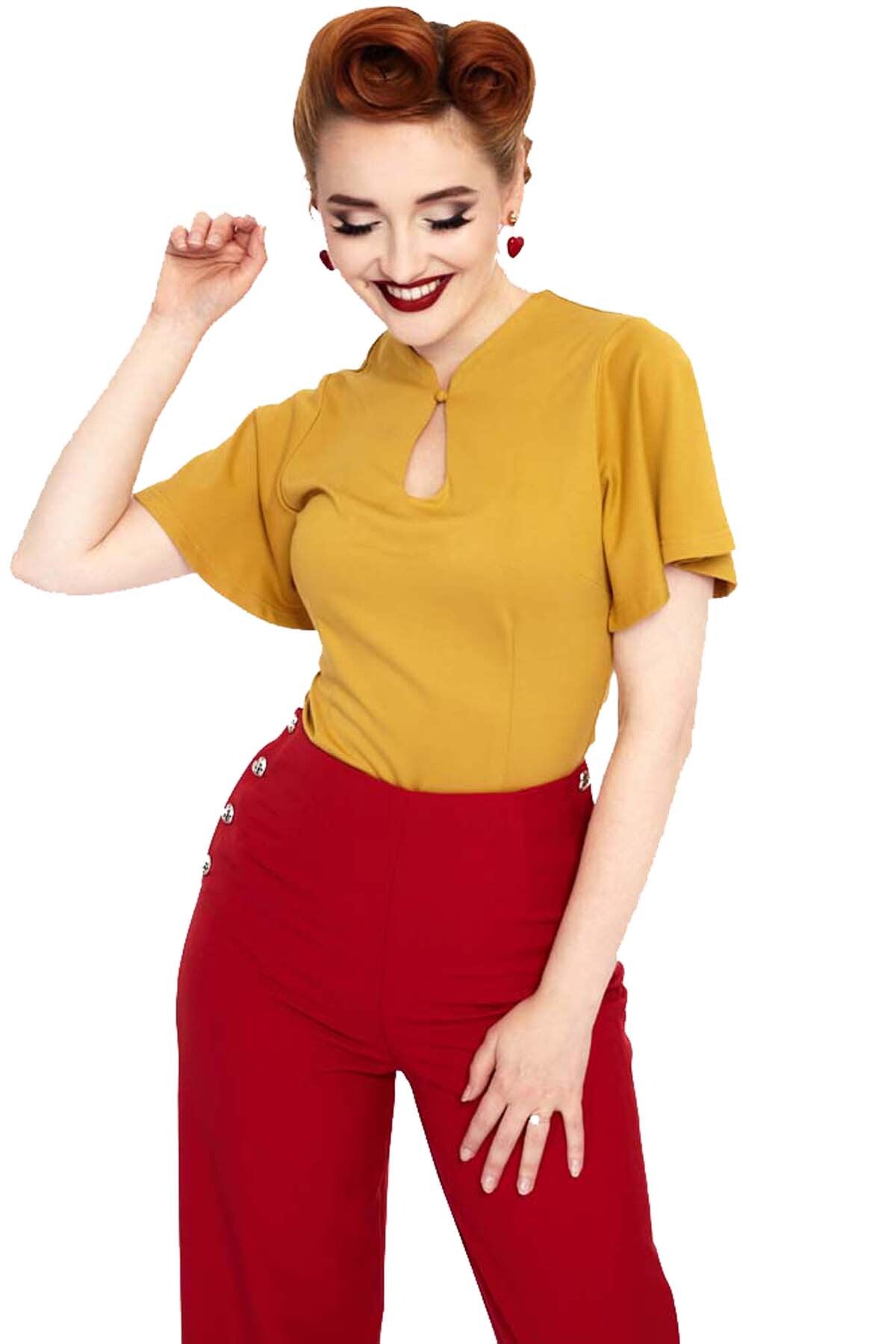 Voodoo_Vixen_HEART_BUTTON_Vintage_Retro_Classic_TROUSERS_Marlene_HOSE_Rot-3VIP6vAupUIzRk