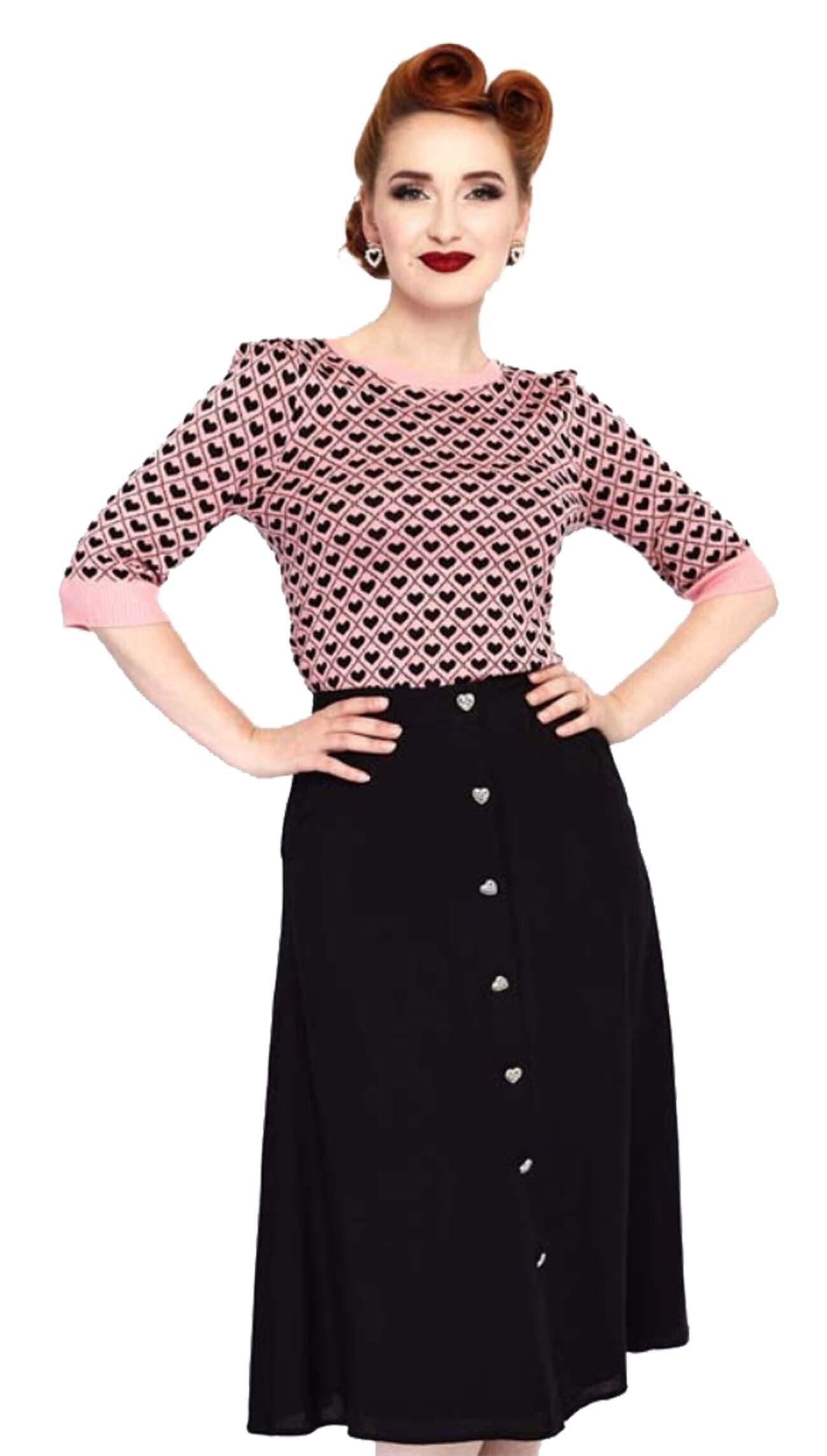 Voodoo_Vixen_HEART_PATTERN_Vintage_Black_Heart_Herzchen_SWEATER_Knitted_Pullover_Jumper-1