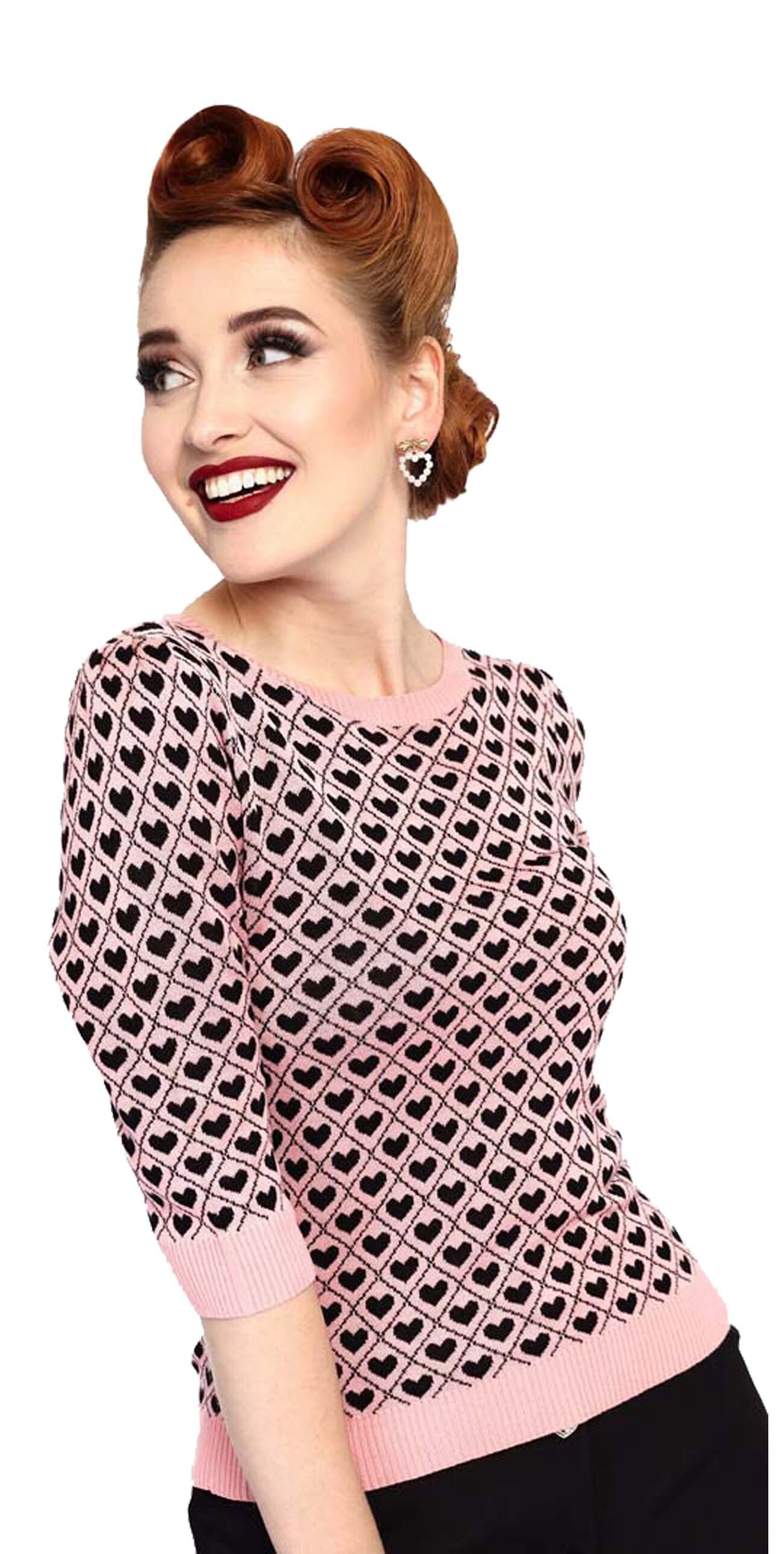 Voodoo_Vixen_HEART_PATTERN_Vintage_Black_Heart_Herzchen_SWEATER_Knitted_Pullover_Jumper-2