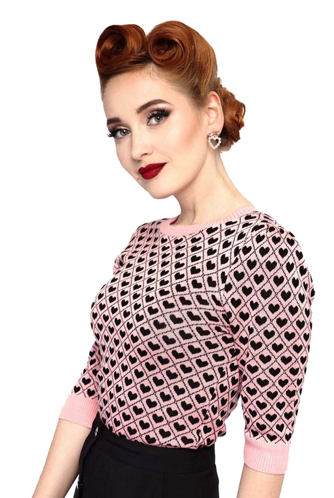 Voodoo_Vixen_HEART_PATTERN_Vintage_Black_Heart_Herzchen_SWEATER_Knitted_Pullover_Jumper-4
