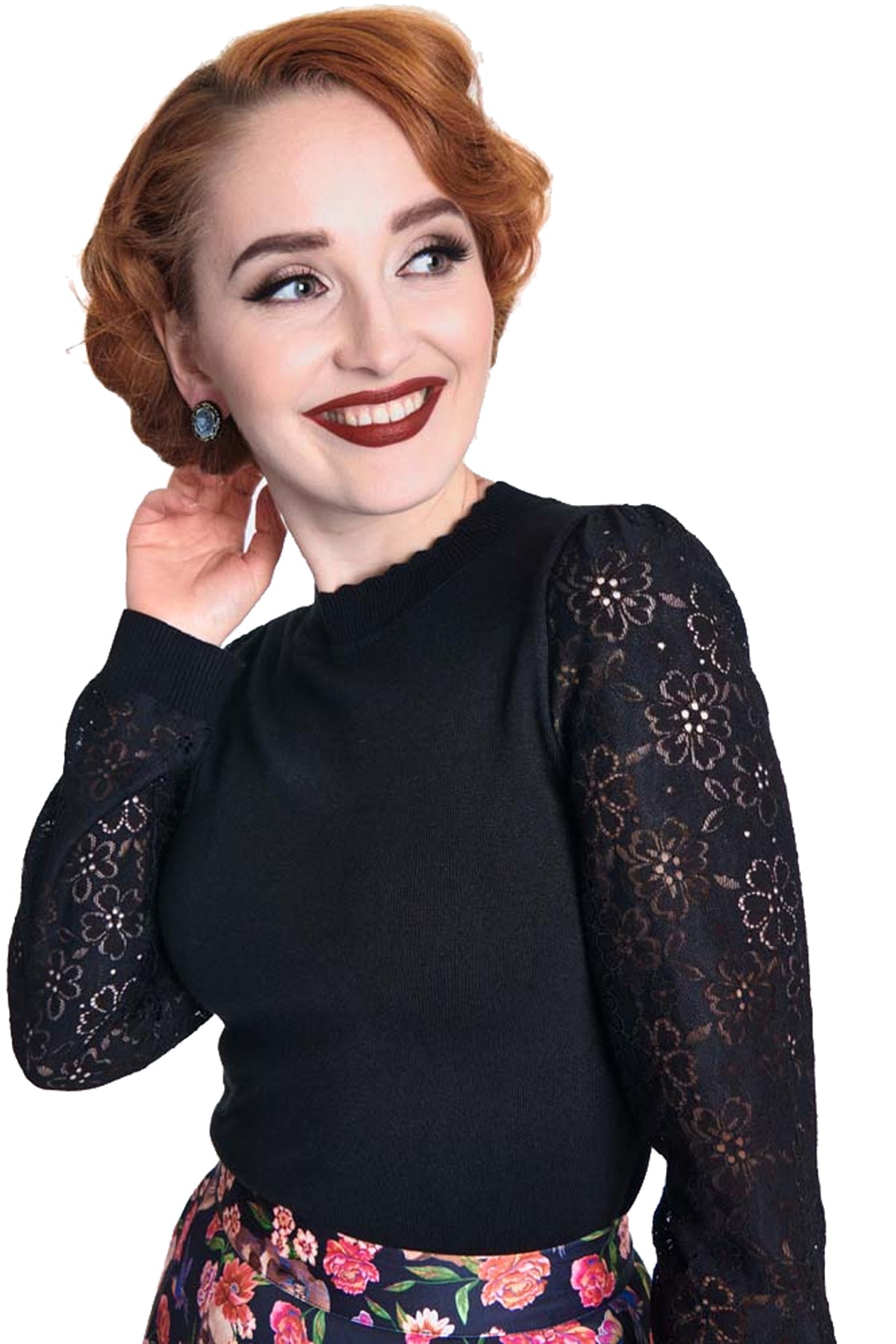 Voodoo_Vixen_LACE_SLEEVE_Vintage_Langarm_Floral_Spitze_SWEATER_Knitted_Pullover__Jumper-3