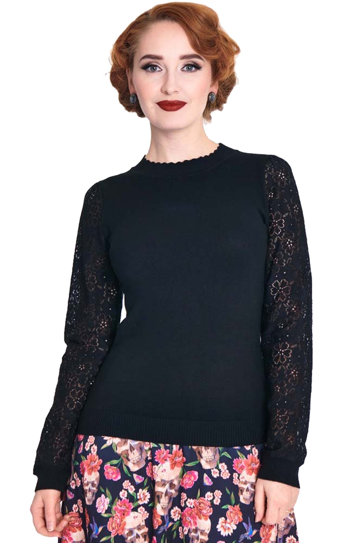 Voodoo_Vixen_LACE_SLEEVE_Vintage_Langarm_Floral_Spitze_SWEATER_Knitted_Pullover__Jumper-4