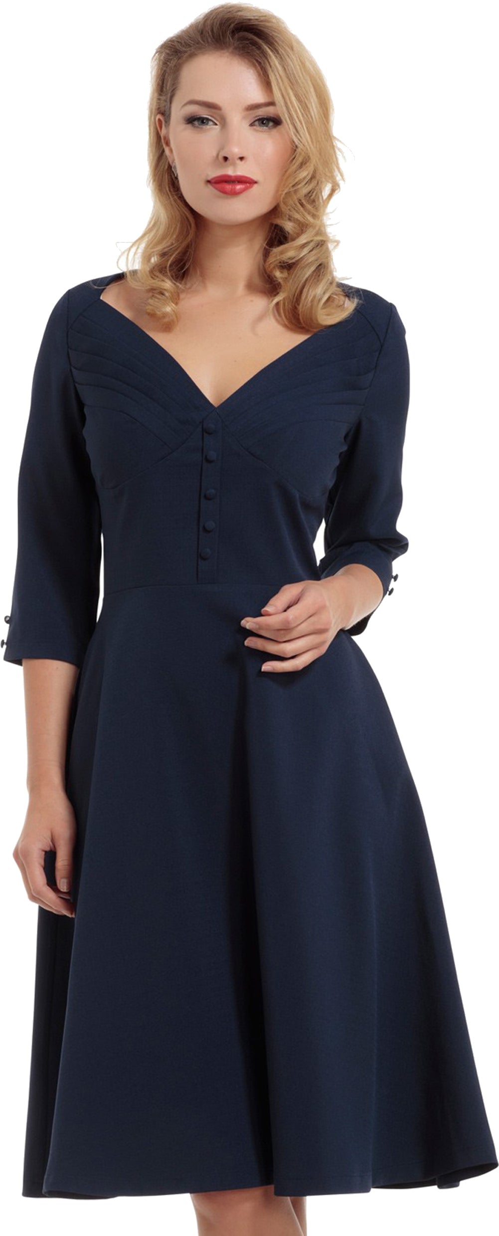 Voodoo_Vixen_LAURA_Vintage_Classic_Arm_V-Neck_Flared_Dress_KLEID_blauBv4I6yo9vJ3pY