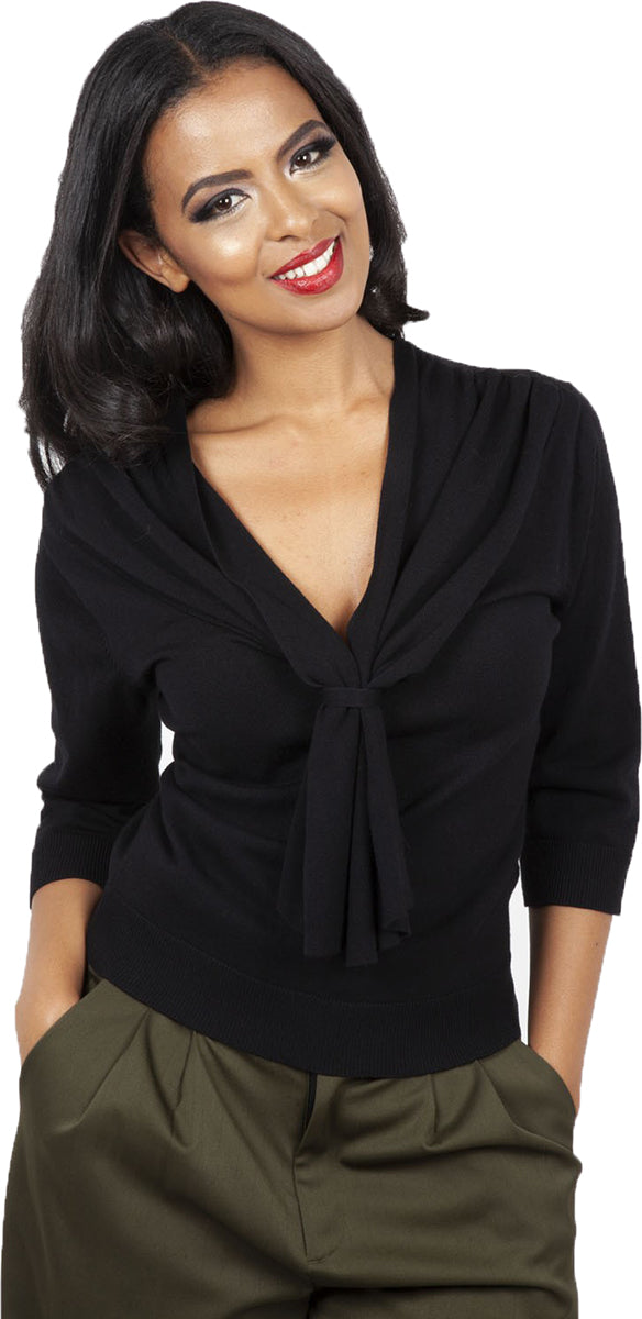 Voodoo_Vixen_LAUREN_Vintage_KNITTED_3_4_Arm_V-NECK_Shirt_PULLOVER_-1
