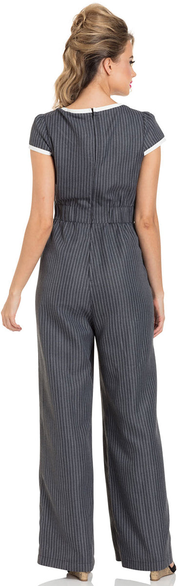 Voodoo_Vixen_LEANNE_Vintage_PINSTRIPE__Bow_Kurzarm_JUMPSUIT_Overall-2
