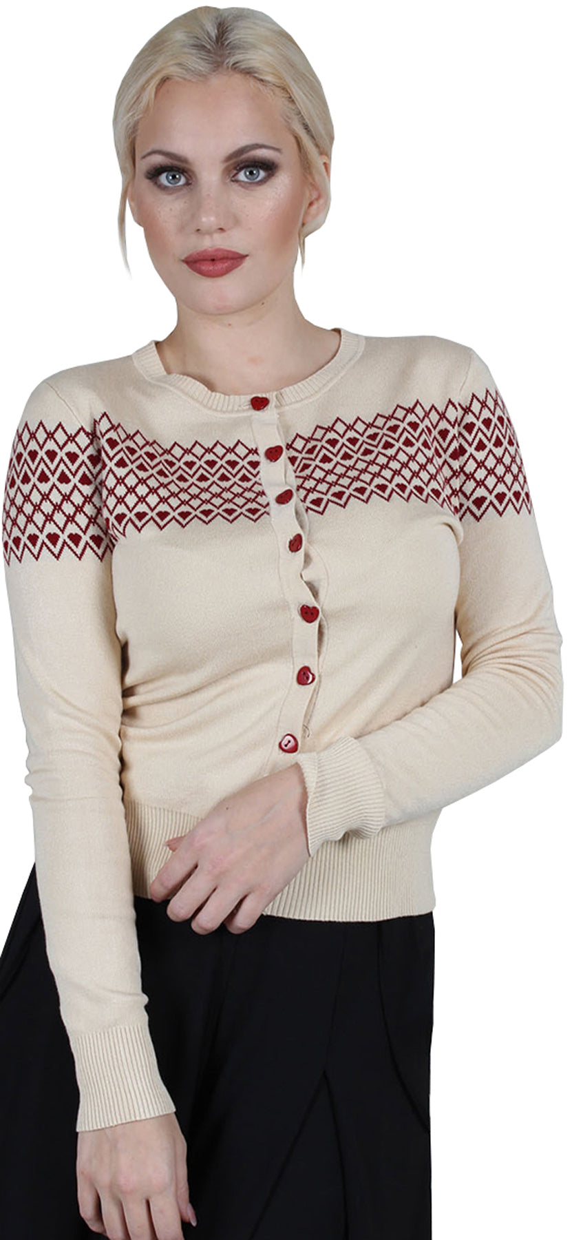 Voodoo_Vixen_LOUISA_INTARSIA_Vintage_FAIR_ISLE_Heart_Retro_CARDIGAN_Stickjacke_killer_kirsche