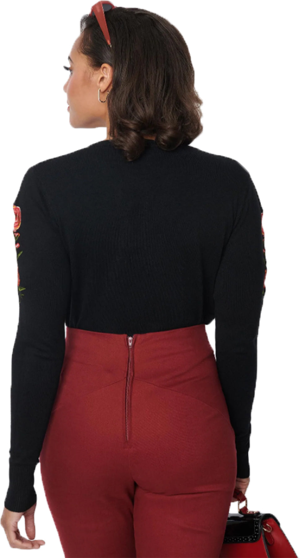 Voodoo_Vixen_LUXE_FLORAL_50s_FLOWER_EMBROIDERY_Strickjacke_CARDIGAN_Schwarz_Killer_Kirsche-3