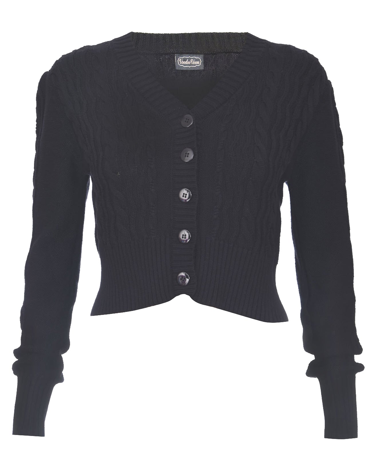 Voodoo_Vixen_MABEL_BRAID_Retro_Cropped_Langarm_CARDIGAN_Stickjacke_-_Schwarz-4
