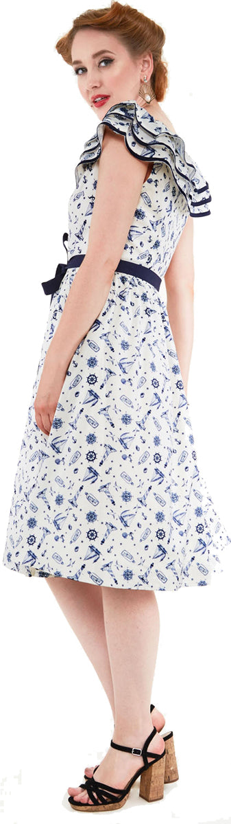 Voodoo_Vixen_MAGDALENA_Vintage_NAUTICAL_PRINT_Volant_KLEID_Swing_Dress_killer_kirsche_1
