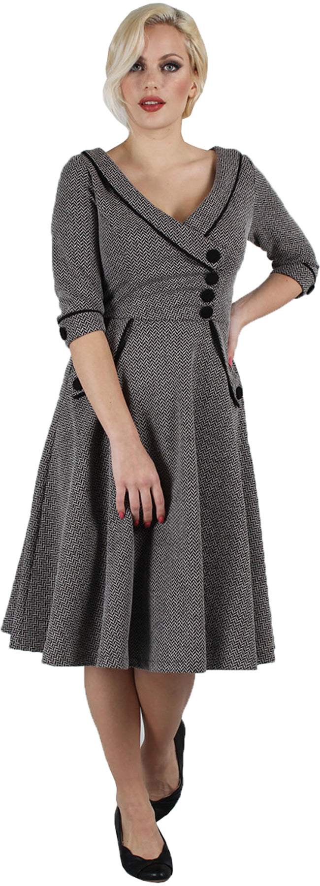 Voodoo_Vixen_MARICA_Vintage_HERRINGBONE_50s_V-Neck_SWING_DRESS_Kleid_killer_kirscheRKn6mS1daQBjm