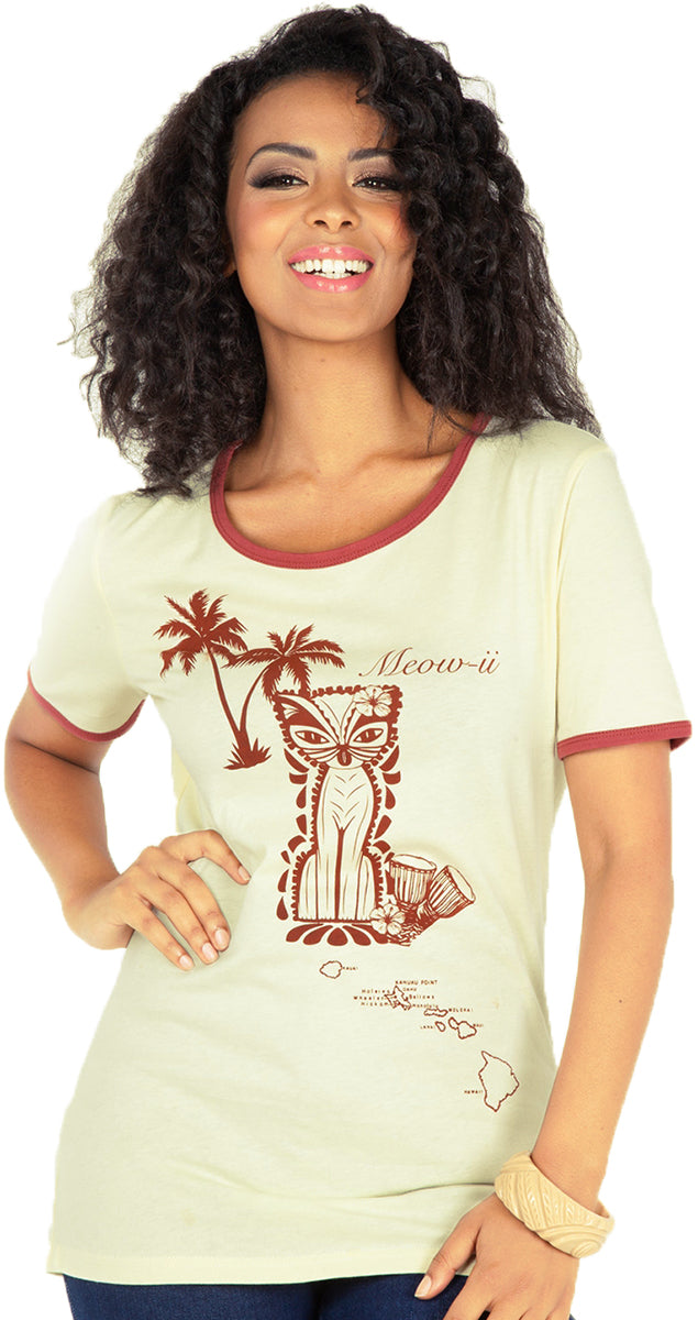 Voodoo_Vixen_MEOW-II_CAT_Retro_TIKI_Katze_Palmen_KURZARM_Rundhals_T-SHIRT-1