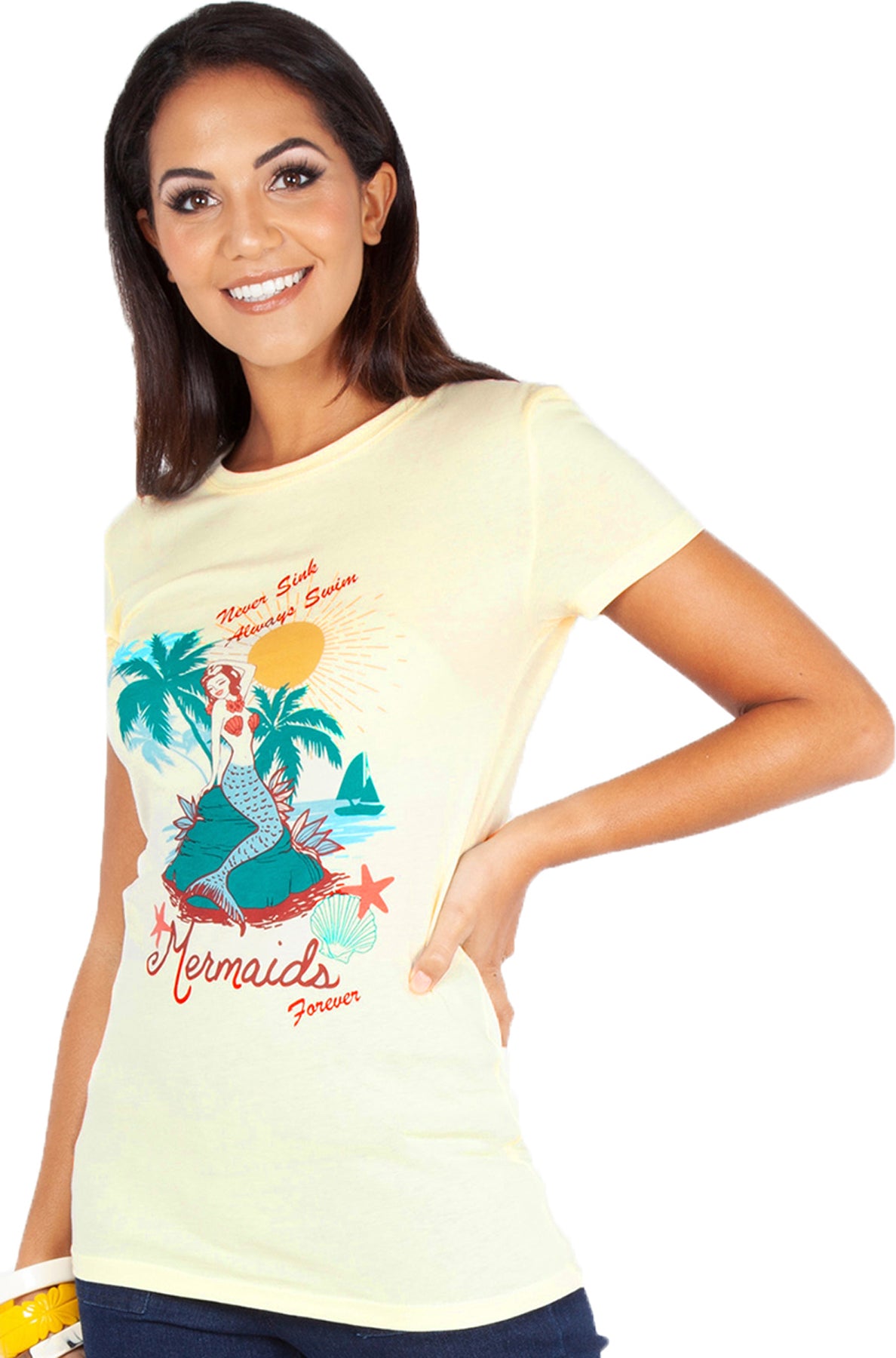 Voodoo_Vixen_MERMAIDS_FOREVER_Pin_Up_Meerjungfrau_Palmen_KURZARM_T-SHIRT_killer_kirsche