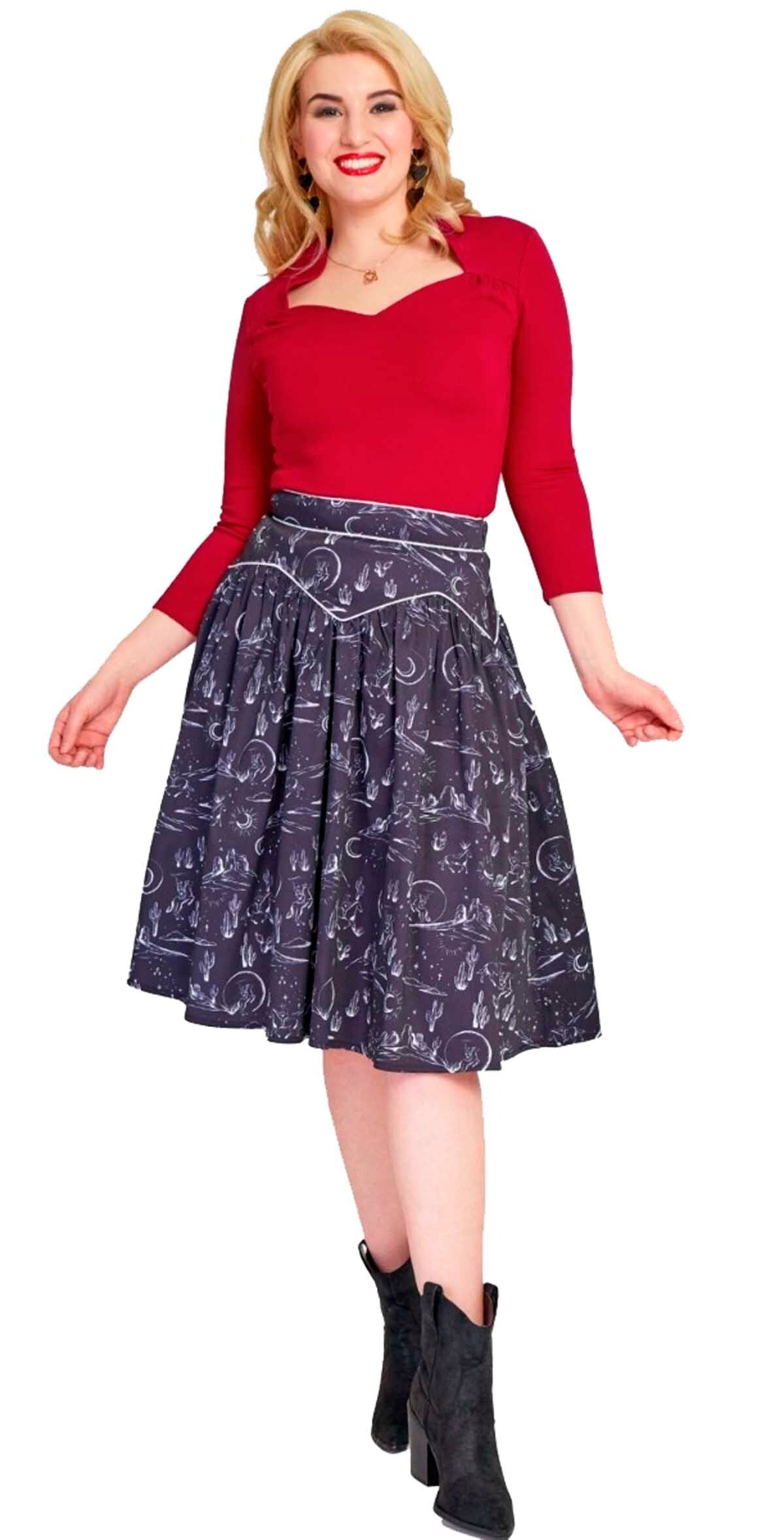 Voodoo_Vixen_MIDNIGHT_WESTERN__Rodeo_Vintage_Cowgirl_50s_Flare_SKIRT_Rock_-_Dunkelblau-1
