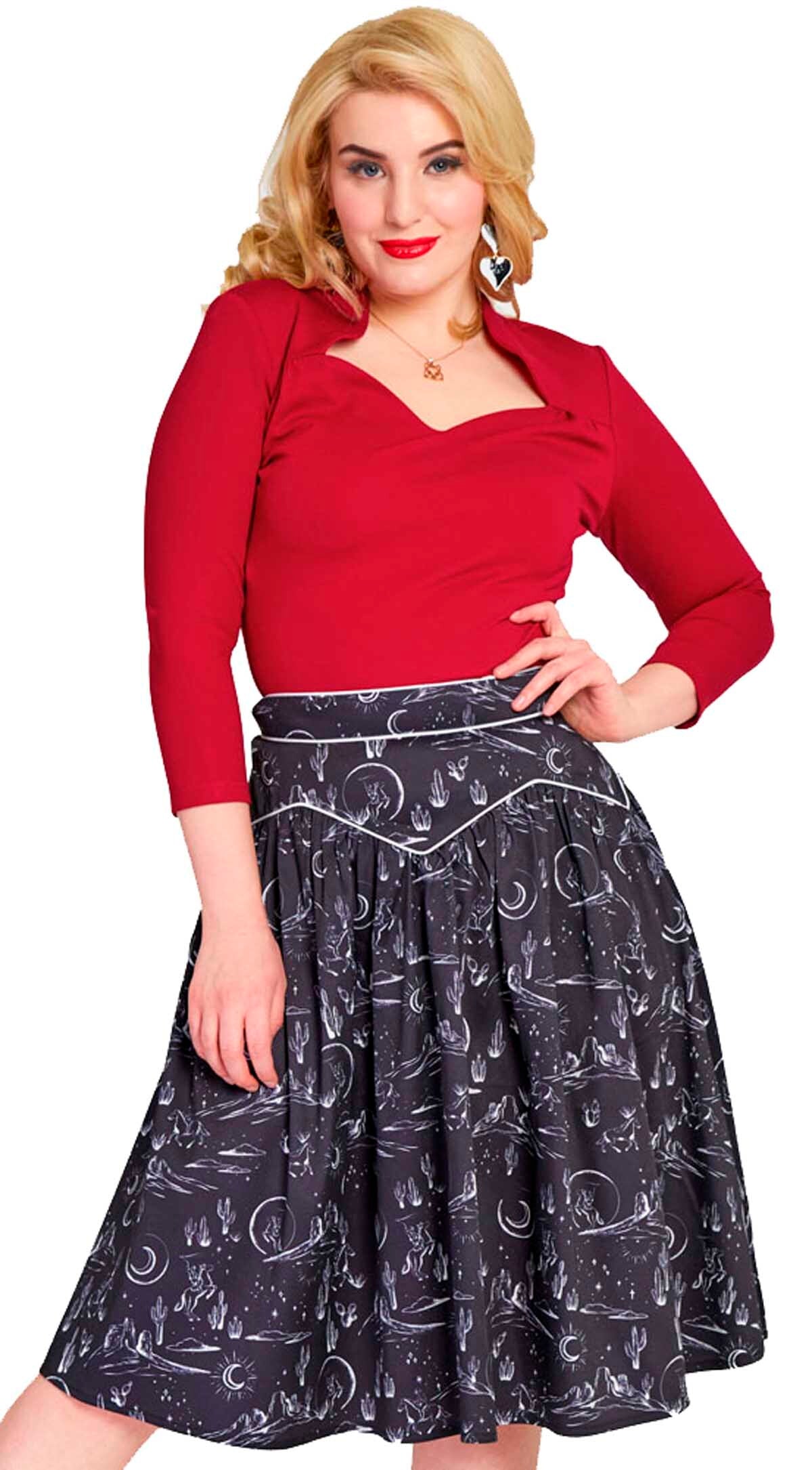 Voodoo_Vixen_MIDNIGHT_WESTERN__Rodeo_Vintage_Cowgirl_50s_Flare_SKIRT_Rock_-_Dunkelblau-2