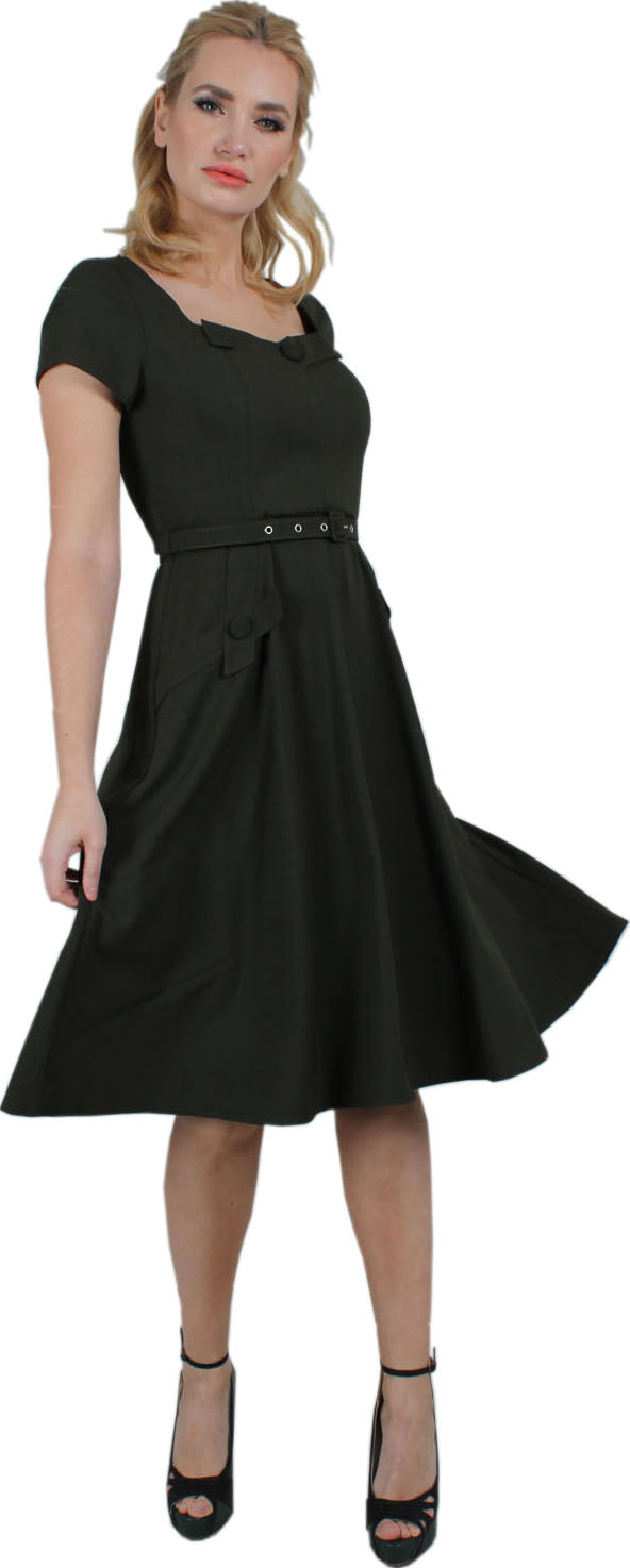 Voodoo_Vixen_Marine_Green_Front_Bodice_Flared_Schleife_Bow_Retro_SWING_DRESS_Kleid_killer_kirsche_1
