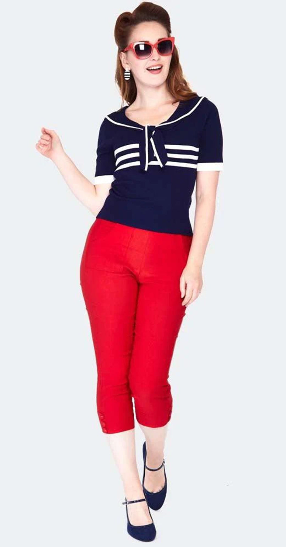 Voodoo_Vixen_NAUTICAL_TRI-STRIPE_Feinstrick_BOW_Retro_Matrosen_SHIRT_Oberteil_-_Navy_koller_kirsche_58MvqTkjKY5a1c