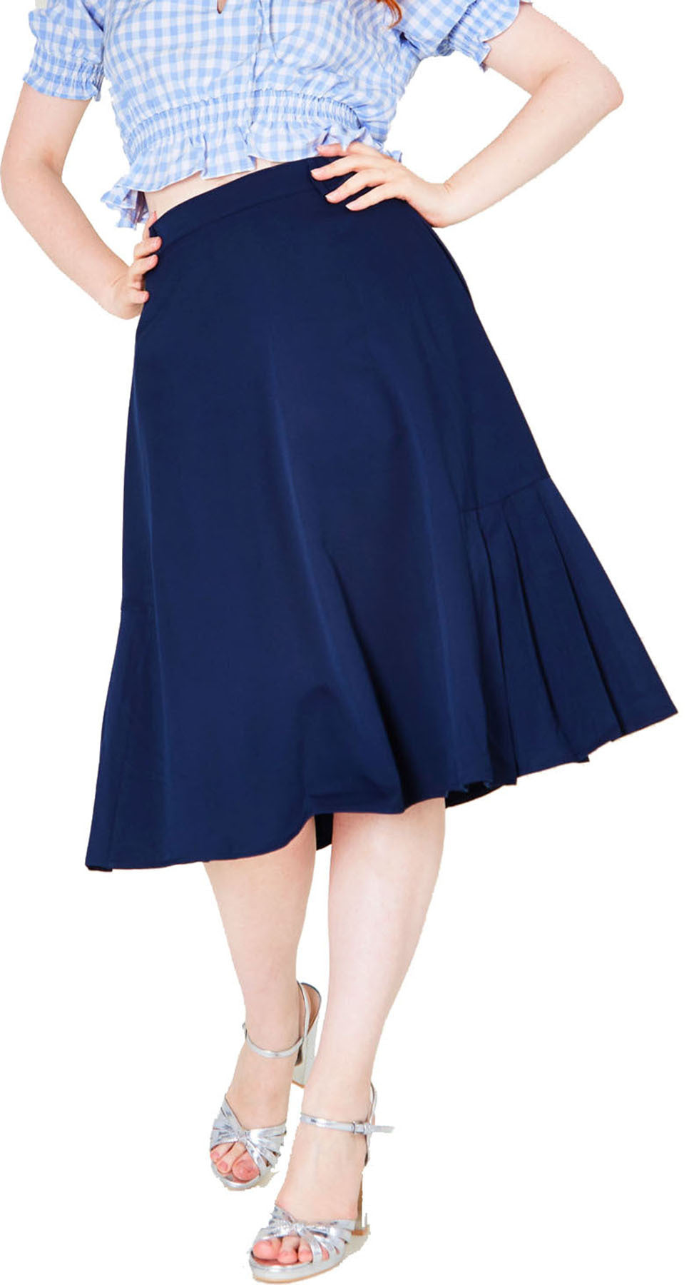 Voodoo_Vixen_NYLA_Vintage_PLEATED_Plain_UNI_50s_SWING_SKIRT_Rock_Navyblau_killer_kirscheA99JZ6UYHuajT