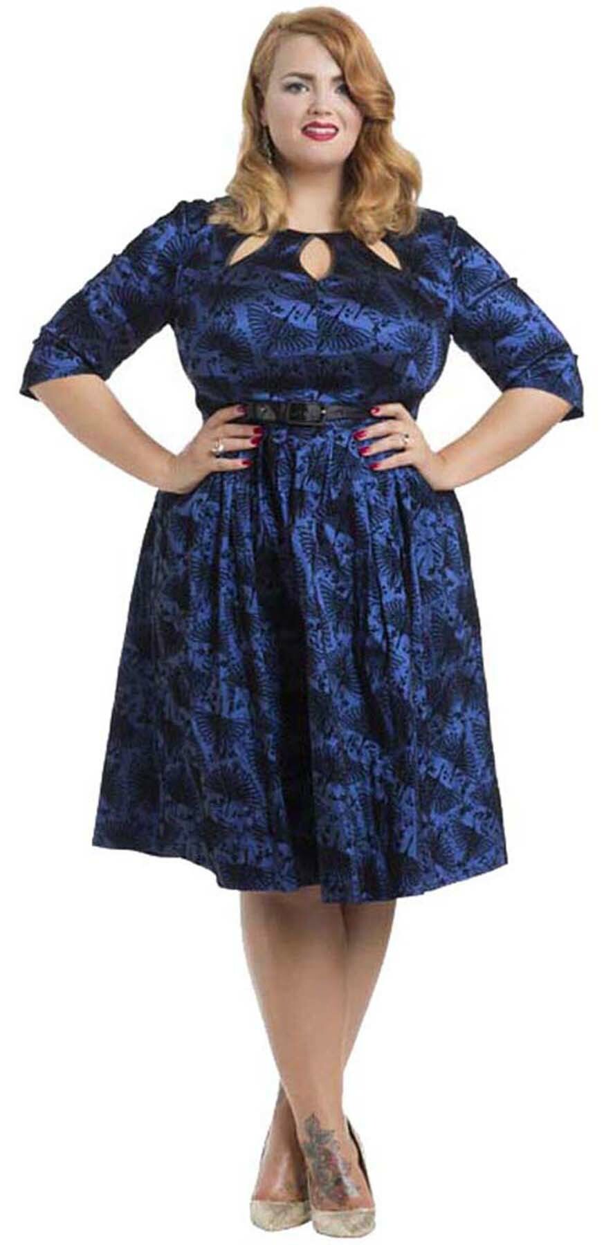 Voodoo_Vixen_PAULA_Vintage_dreiviertel_HERON_Flocking_KLEID_Plus_Size_killer_kirsche4bEw84UzuKWaH