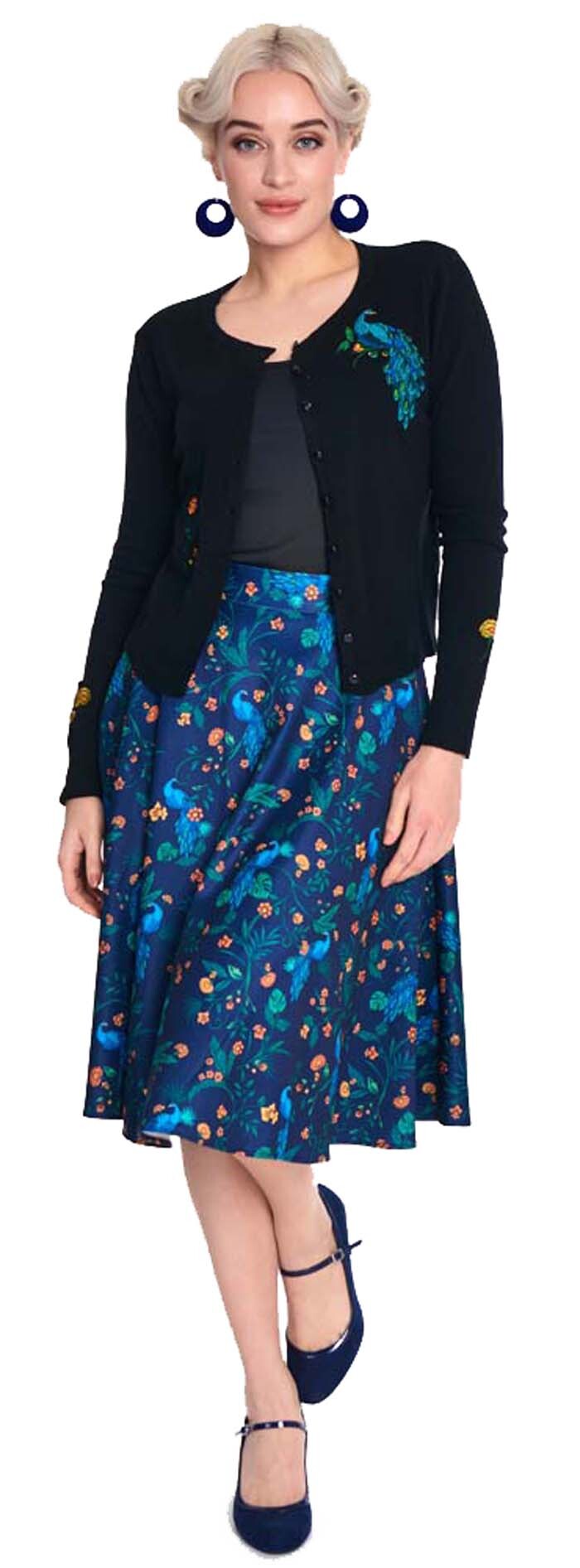 Voodoo_Vixen_PEACOCK_FLORAL_50s_Pfau_Blueten_Vintage_50s_Strickjacke_CARDIGAN__Schwarz-2