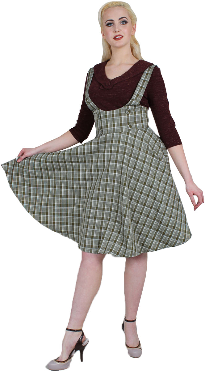 Voodoo_Vixen_PHOEBE_50s_SUSPENDER_High_Waist_Khaki_CHECK_SWING_SKIRT_Rock-1
