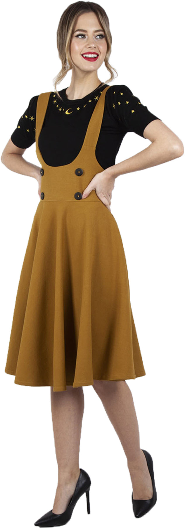Voodoo_Vixen_PHOEBE_50s_SUSPENDER_High_Waist_SWING_SKIRT_Tellerrock_Ocker_killer_kirsche