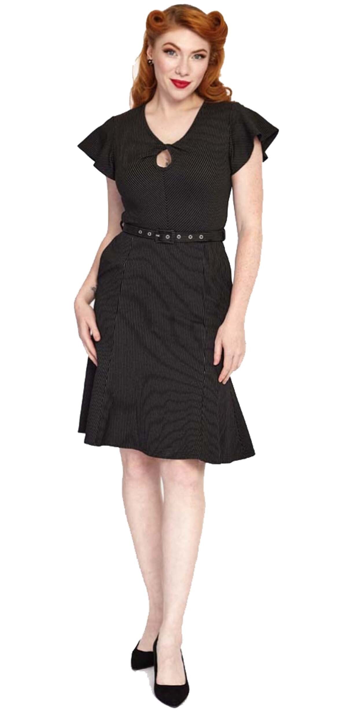Voodoo_Vixen_PINSTRIPE_FLUTTER_Vintage_Cut-Out_Fluegelaermel_50s_A-Linie_Dress_KLEID_-_Schwarz-1