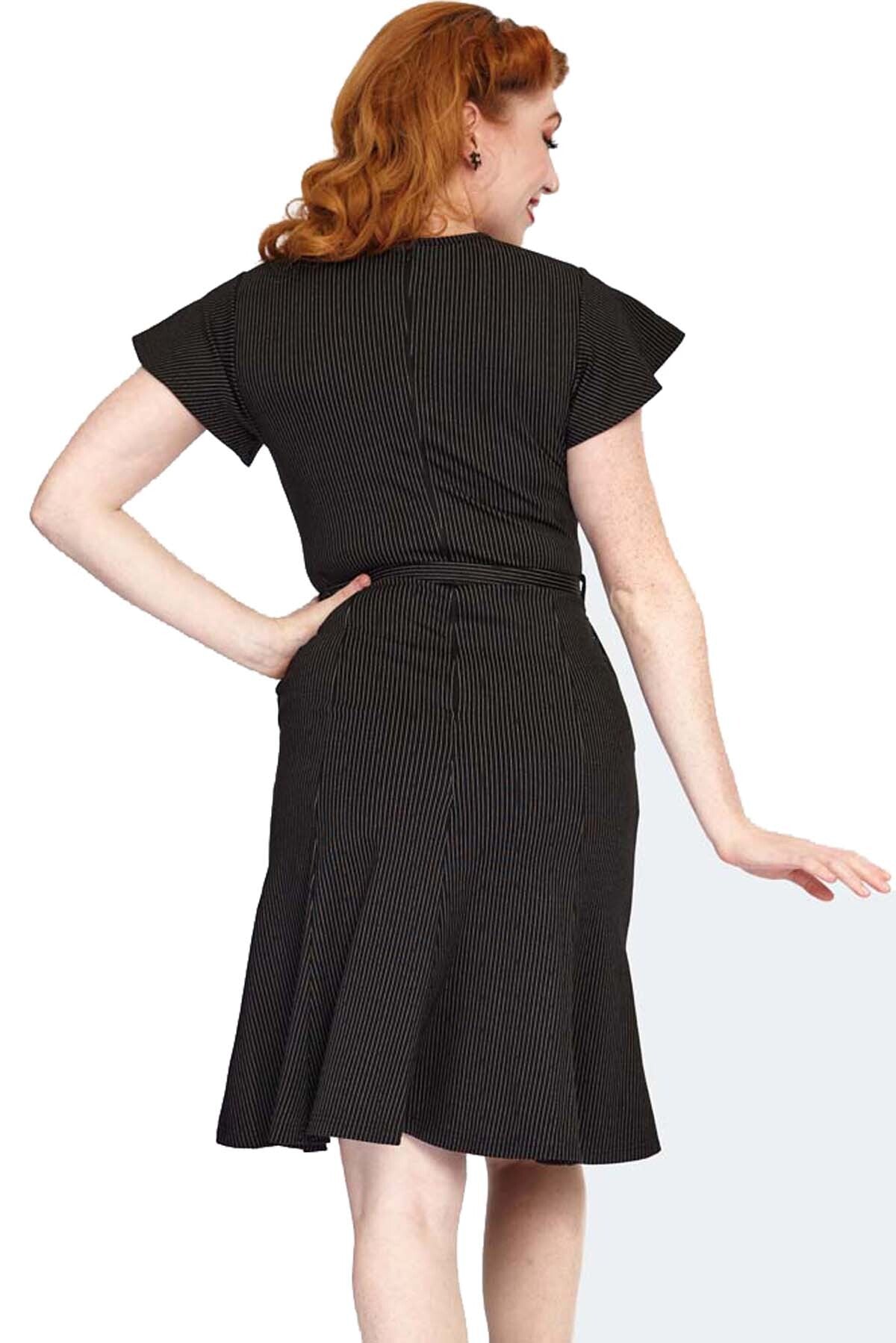 Voodoo_Vixen_PINSTRIPE_FLUTTER_Vintage_Cut-Out_Fluegelaermel_50s_A-Linie_Dress_KLEID_-_Schwarz-5