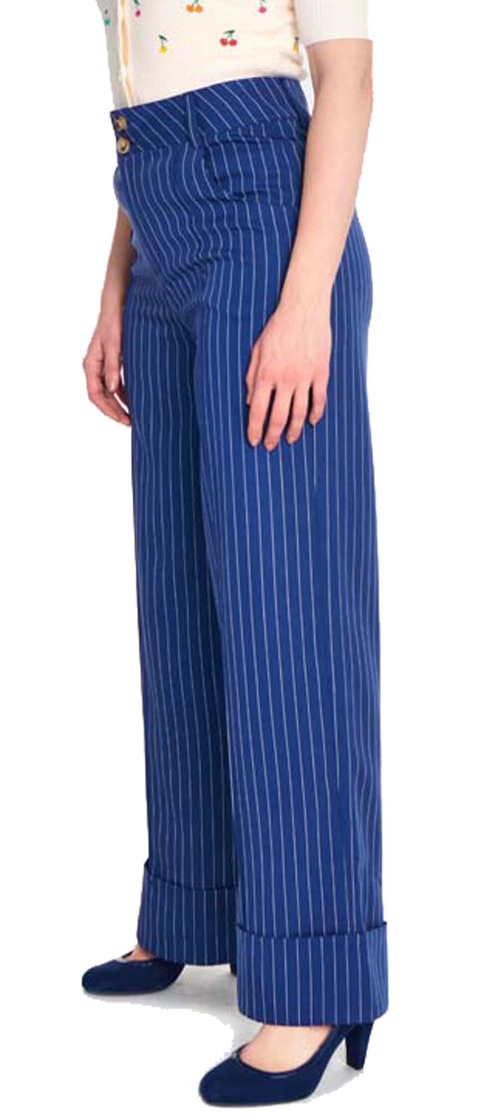 Voodoo_Vixen_PINSTRIPE_TURN_UP_Vintage_Retro_Classic_TROUSERS_Marlene_HOSE_-_Blau-3