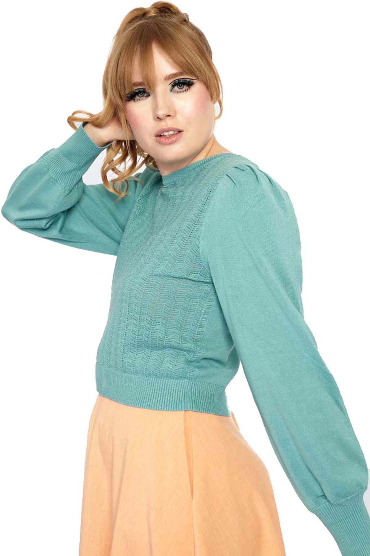 Voodoo_Vixen_POINTELLE_VINTAGE_Pleated_50s_SWEATER_Knitted_Pullover_Jumper_-_Mint-3