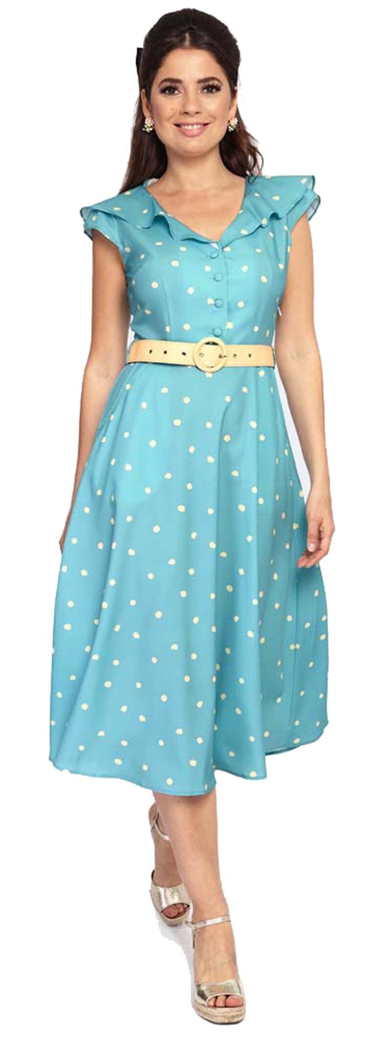 Voodoo_Vixen_POLKA_DOT_Vintage_PUNKTE_V-Neck_Ruffle_Collar_Flare_DRESS_Kleid_-_Himmelblau-1