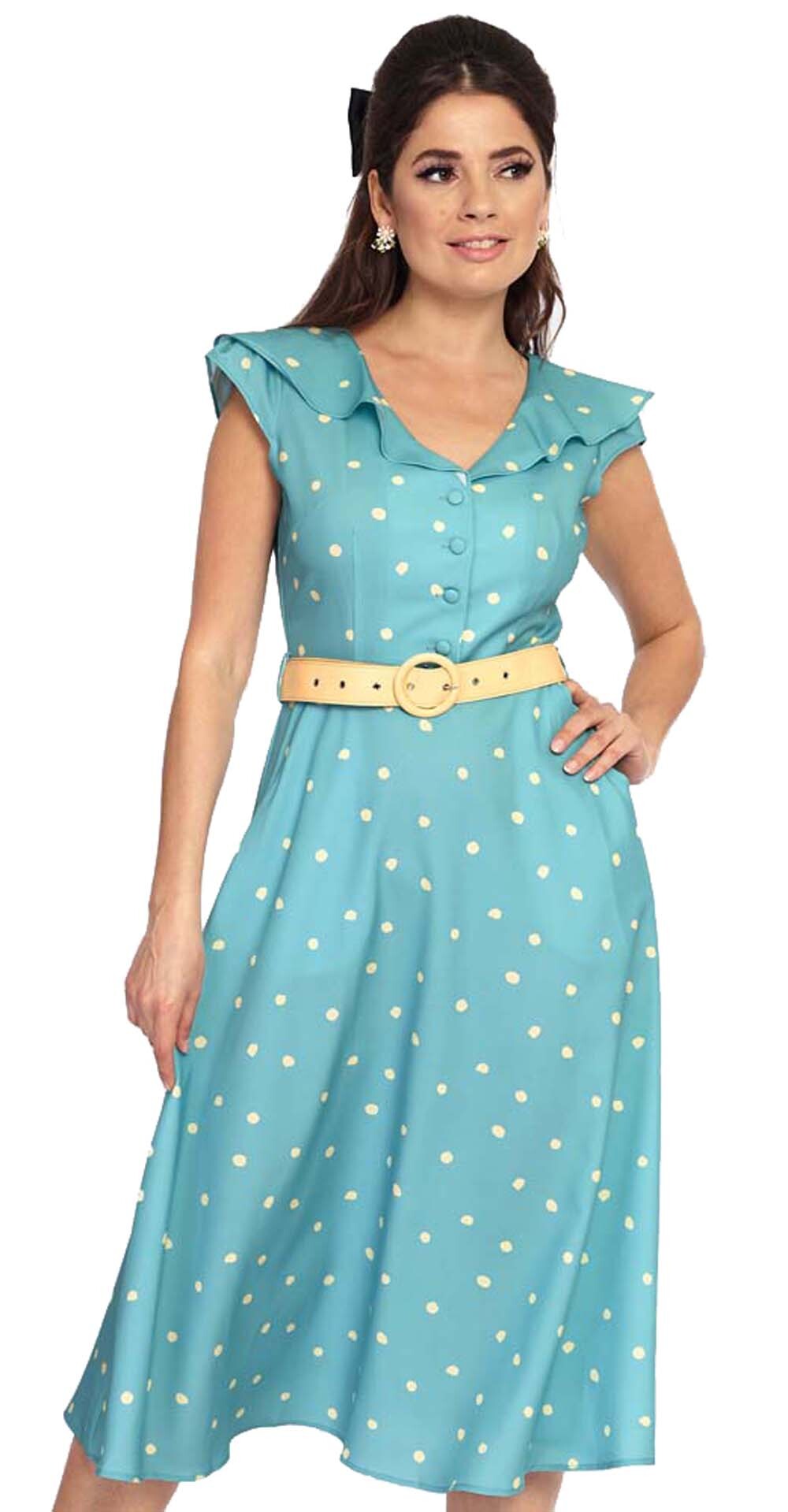 Voodoo_Vixen_POLKA_DOT_Vintage_PUNKTE_V-Neck_Ruffle_Collar_Flare_DRESS_Kleid_-_Himmelblau-2