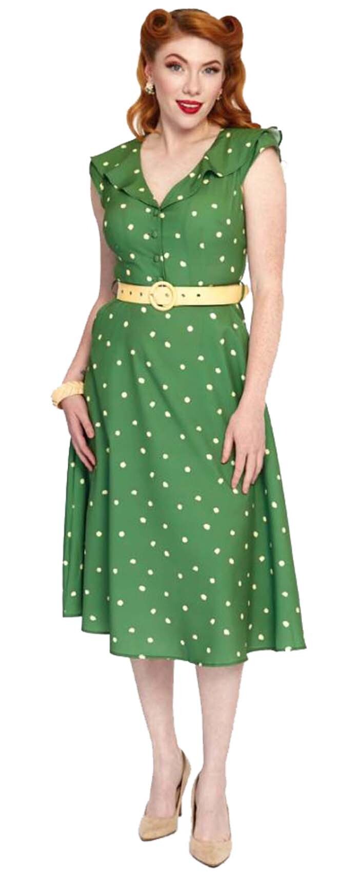 Voodoo_Vixen_POLKA_DOT_Vintage_PUNKTE_VNeck_Ruffle_Collar_SWING_DRESS_Kleid_Minzgrn-1