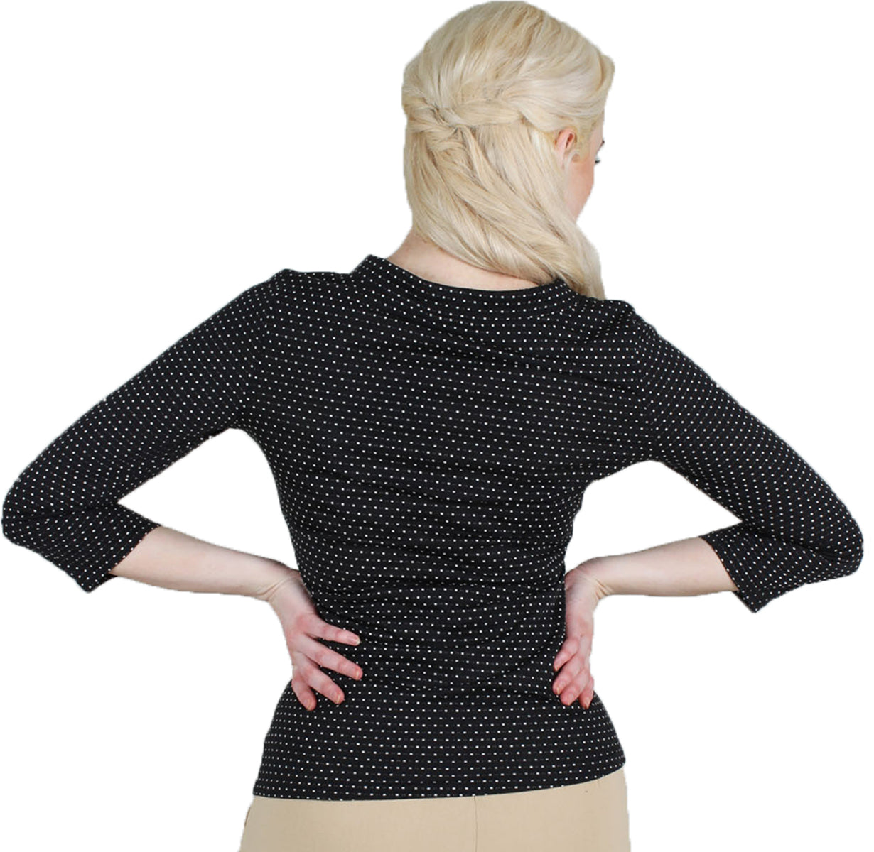 Voodoo_Vixen_POSIE_Vintage_POLKA_DOT_Neck_Tie_Dreiviertelarm_SHIRT_Oberteil-2