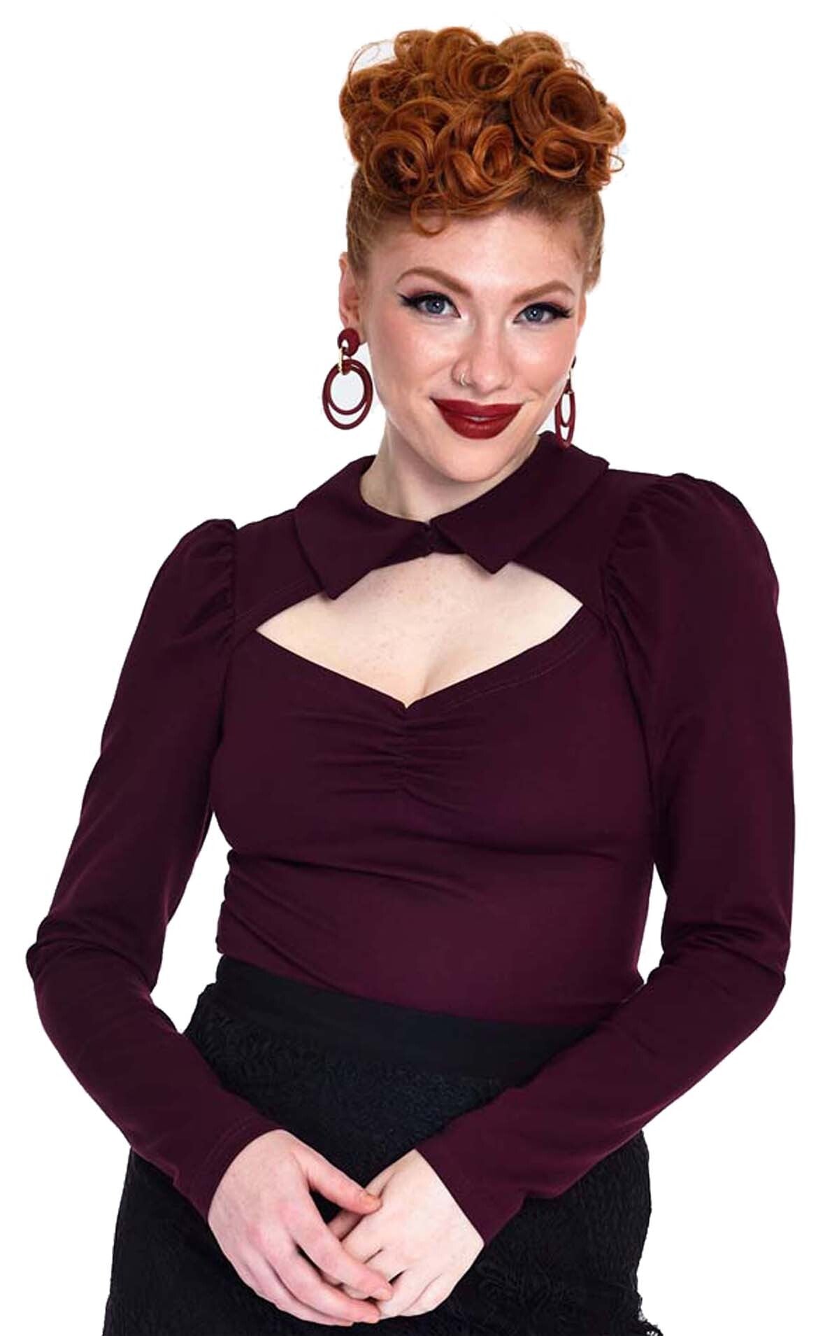 Voodoo_Vixen_PURPLE_VINTAGE_Cut_Out_Retro_Langarm_Smoking_SHIRT_Oberteil-1