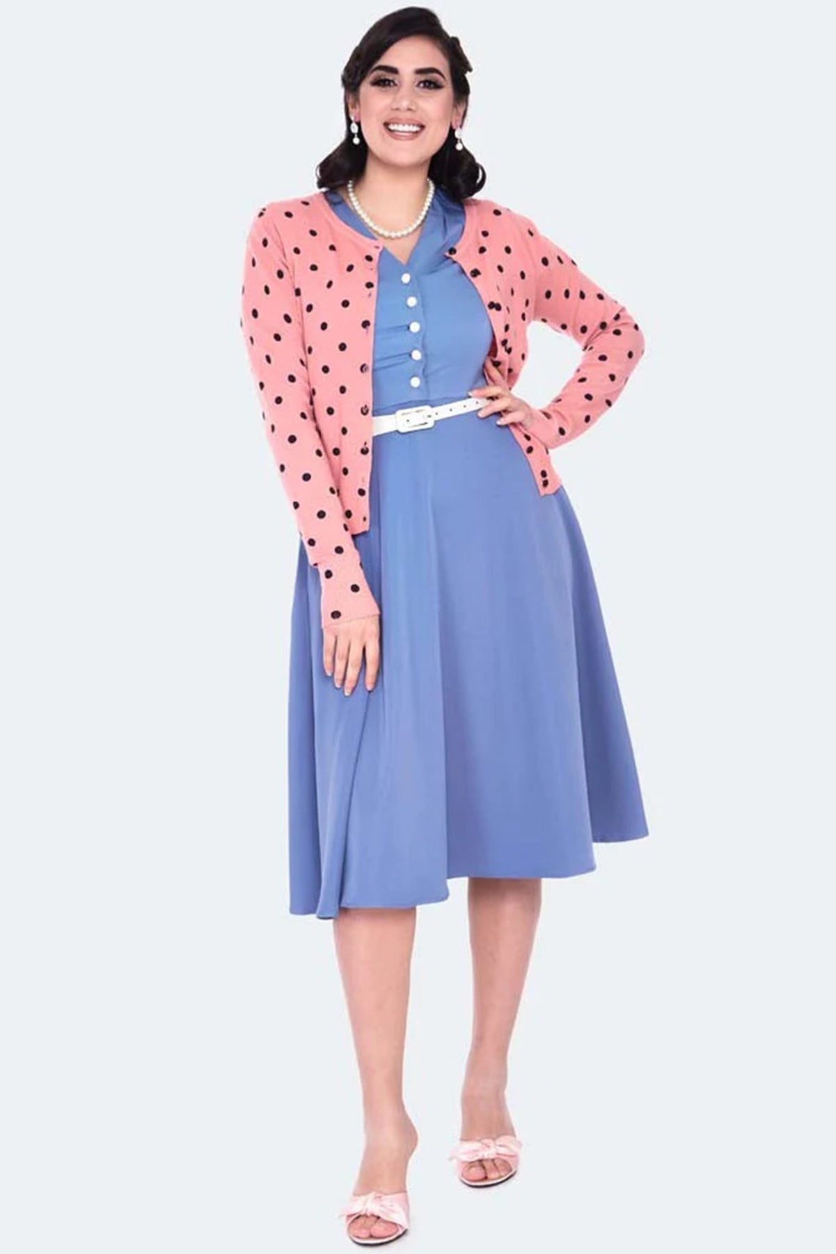 Voodoo_Vixen_Polka_DOTS_Punkte_Langarm_CARDIGAN_Stickjacke_-_Rosa_killer_kirsche_5