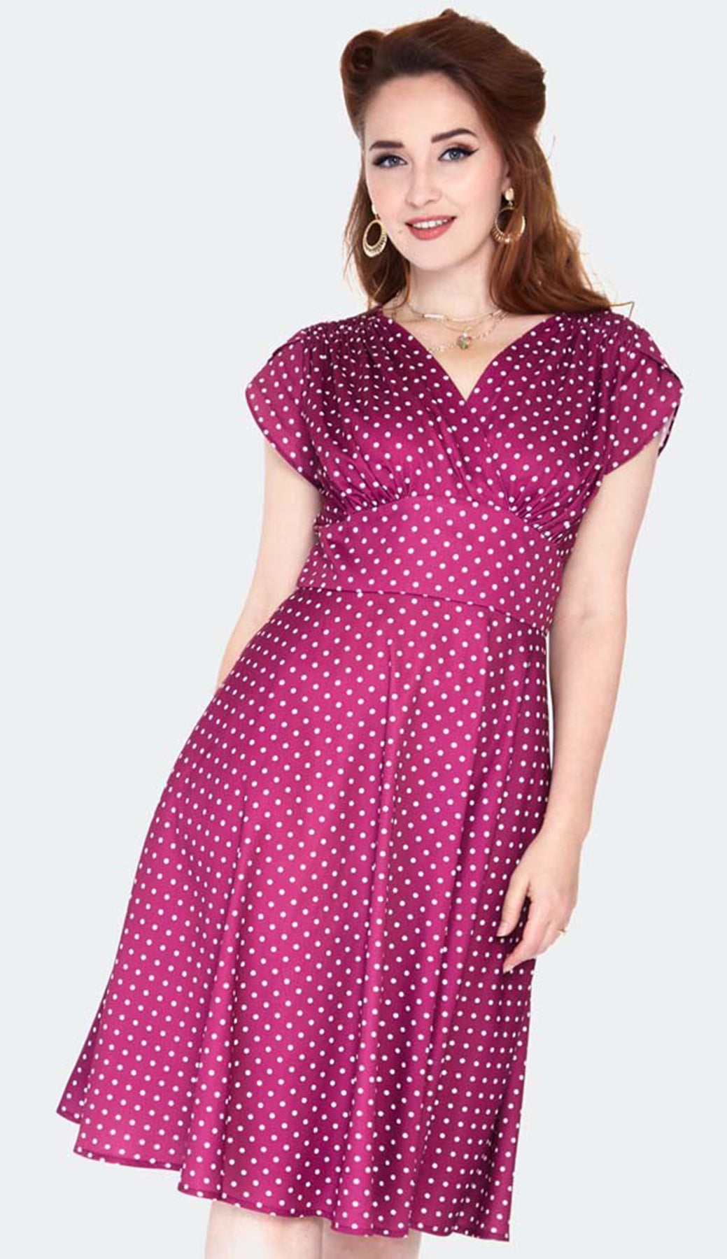 Voodoo_Vixen_Polka_Dots_Punkte_Vintage_V-Neck_DRESS_Kleid_in_A-Linie_killer_kirsche_3B1zbNnR83nz2c
