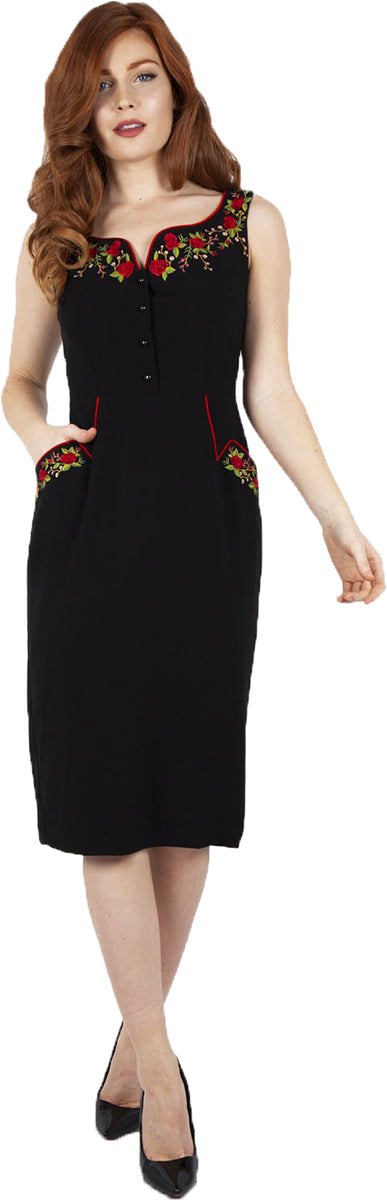 Voodoo_Vixen_ROSALIND_Embroidered_ROSE_Flower_PENCIL_DRESS_Bleistiftkleid-1
