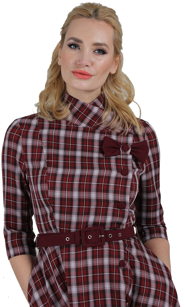 Voodoo_Vixen_Rommana_Button_and_Bow_Detail_Plaid_Tartan_Flared_Dress