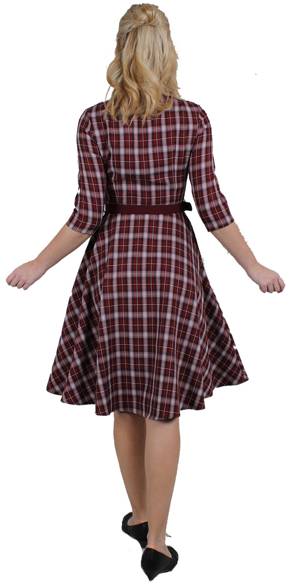 Voodoo_Vixen_Rommana_Button_and_Bow_Detail_Plaid_Tartan_Flared_Dress3