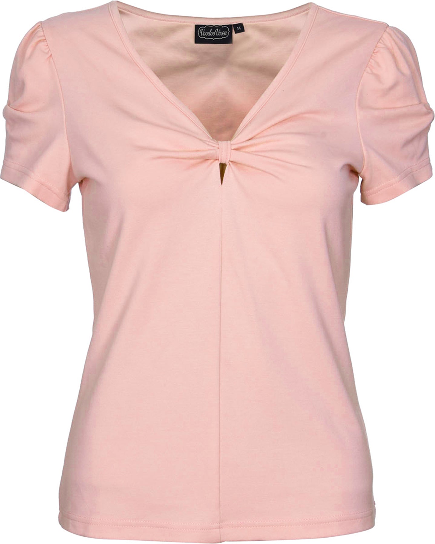 Voodoo_Vixen_SAVANNAH_Vintage_BOW_Schleife_V-Neck_KURZARM_SHIRT_Oberteil_killer_kirsche