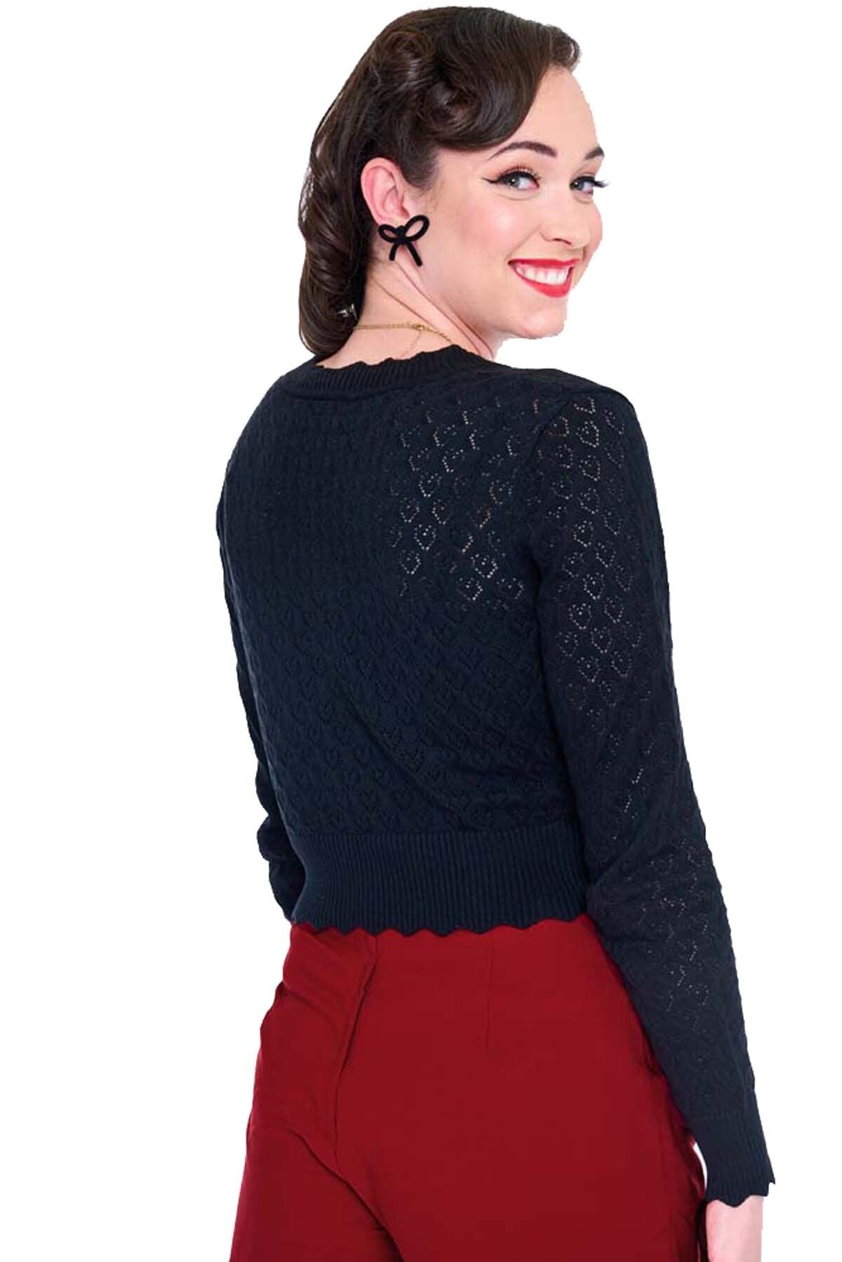 Voodoo_Vixen_SCALLOP_EDGE_HEART_V-Neck_Lochmuster_Vintage_CARDIGAN_Stickjacke_-_Schwarz-5
