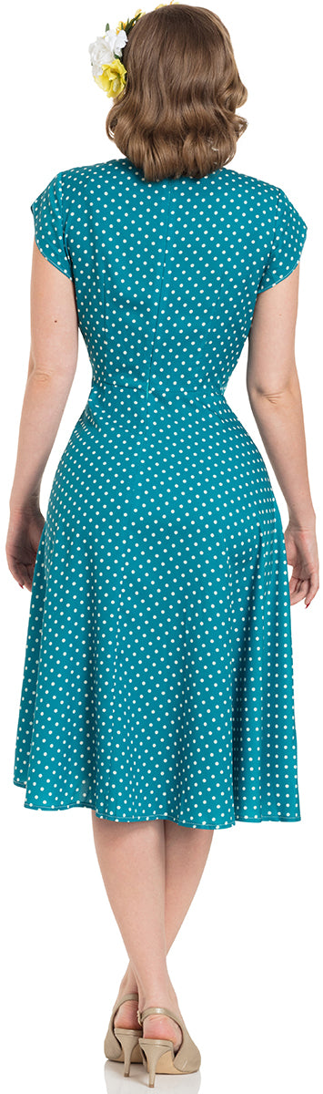 Voodoo_Vixen_TABBY_Polka_Dot_PUNKTE_Kurzarm_V-NECK_Dress_KLEID-3