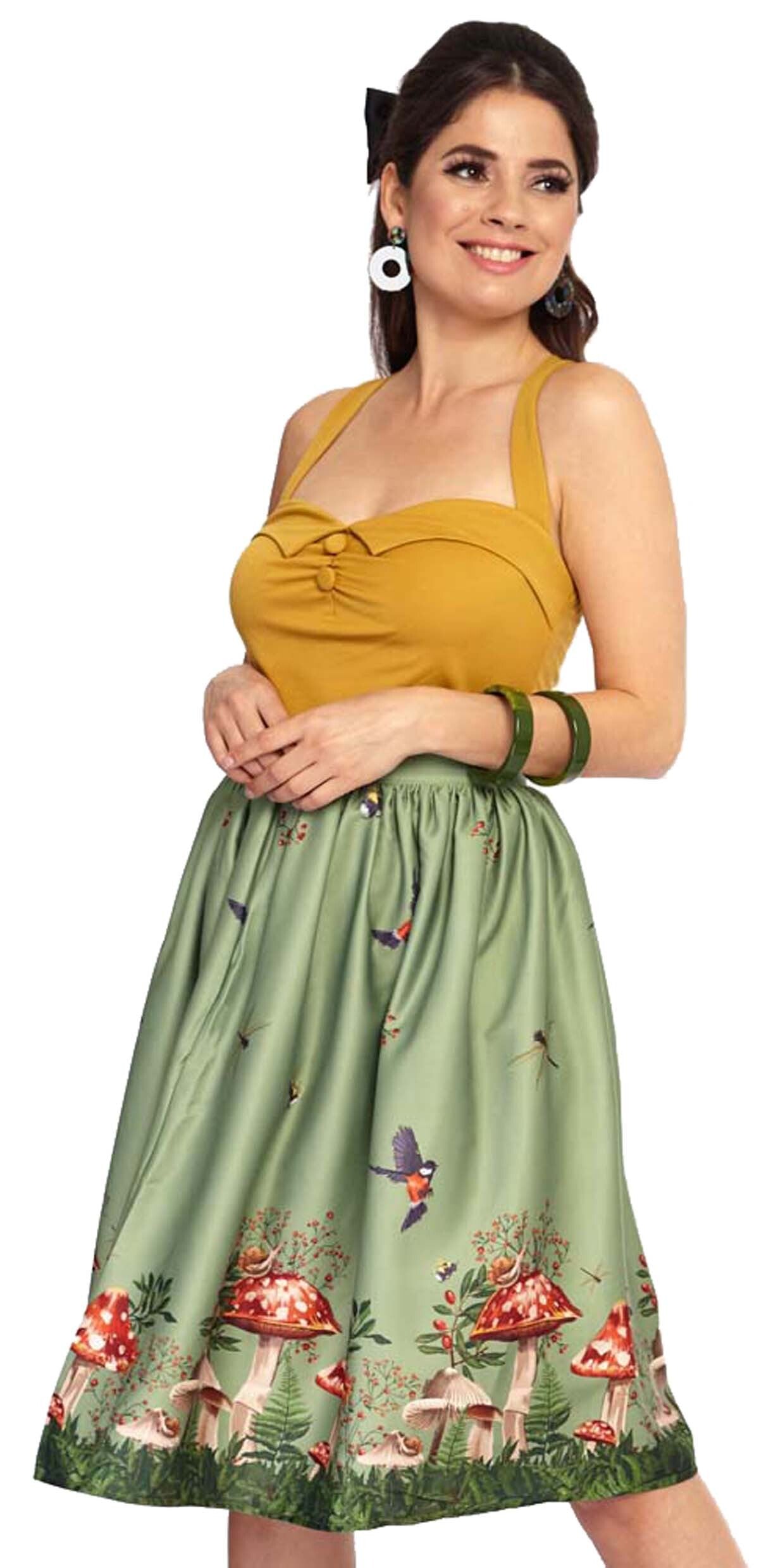 Voodoo_Vixen_TOADSTOOL_BORDER_Retro_Fliegenpilz_Vintage_SWING_SKIRT_Rock_-_Mittleres_Gruen-2