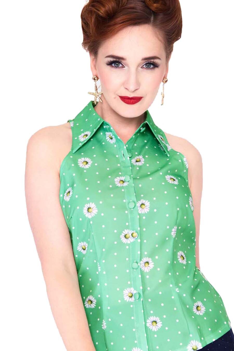 Voodoo_Vixen_VINTAGE_DAISY_Retro_Punkte_POLKA_DOT_Floral_BLOUSE_Bluse_-_Hellgruen-2