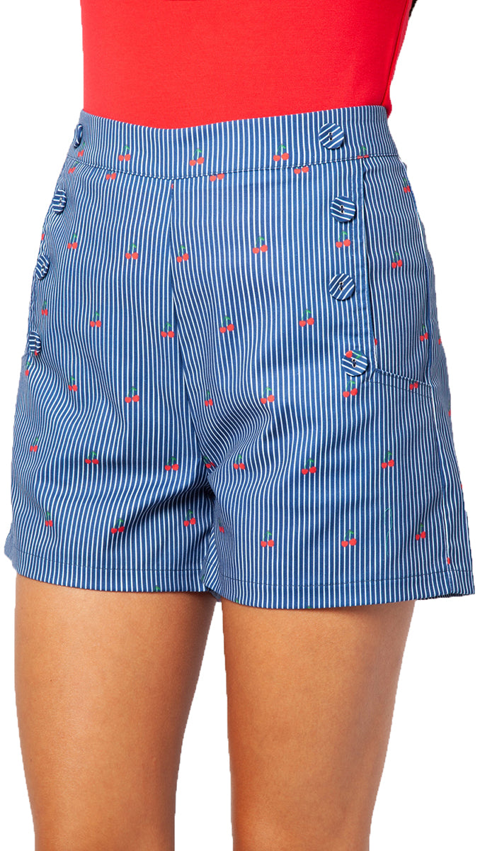 Voodoo_Vixen_ZOEY_Vintage_CHERRY_STRIPE_High_Waisted_SHORTS_Hose-2