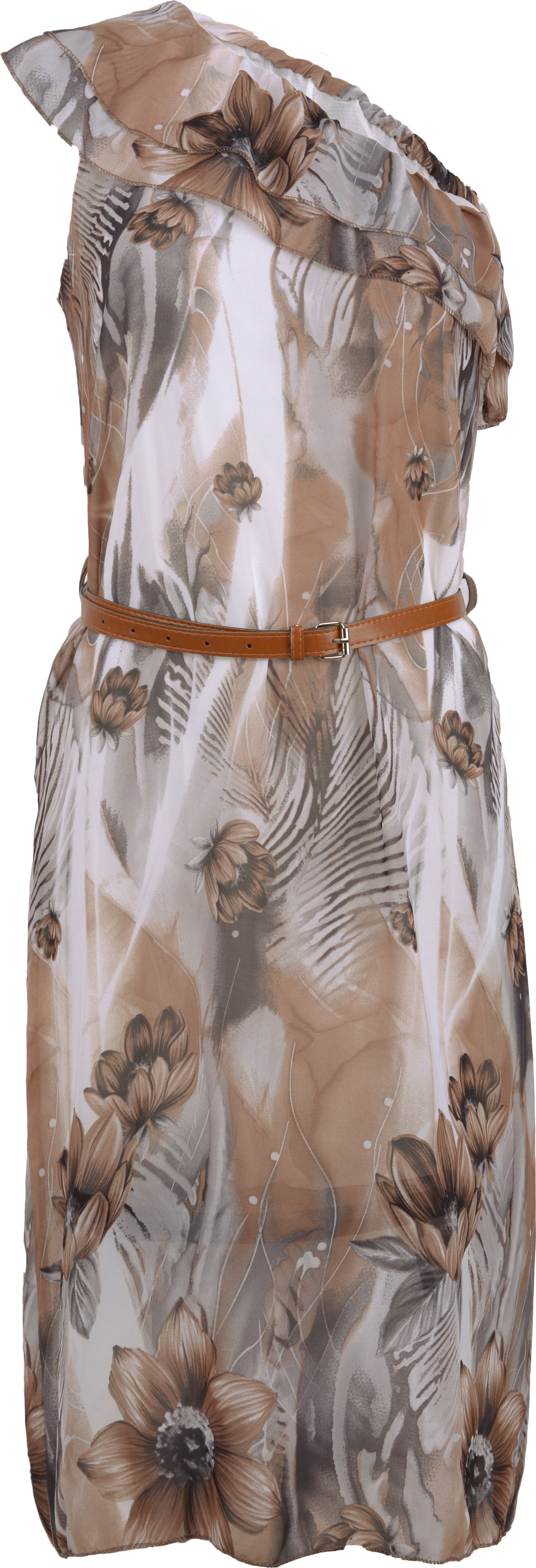 Zartes_Chiffon_VOLANT_Ruffle_Blueten_KLEID_mit_Guertel