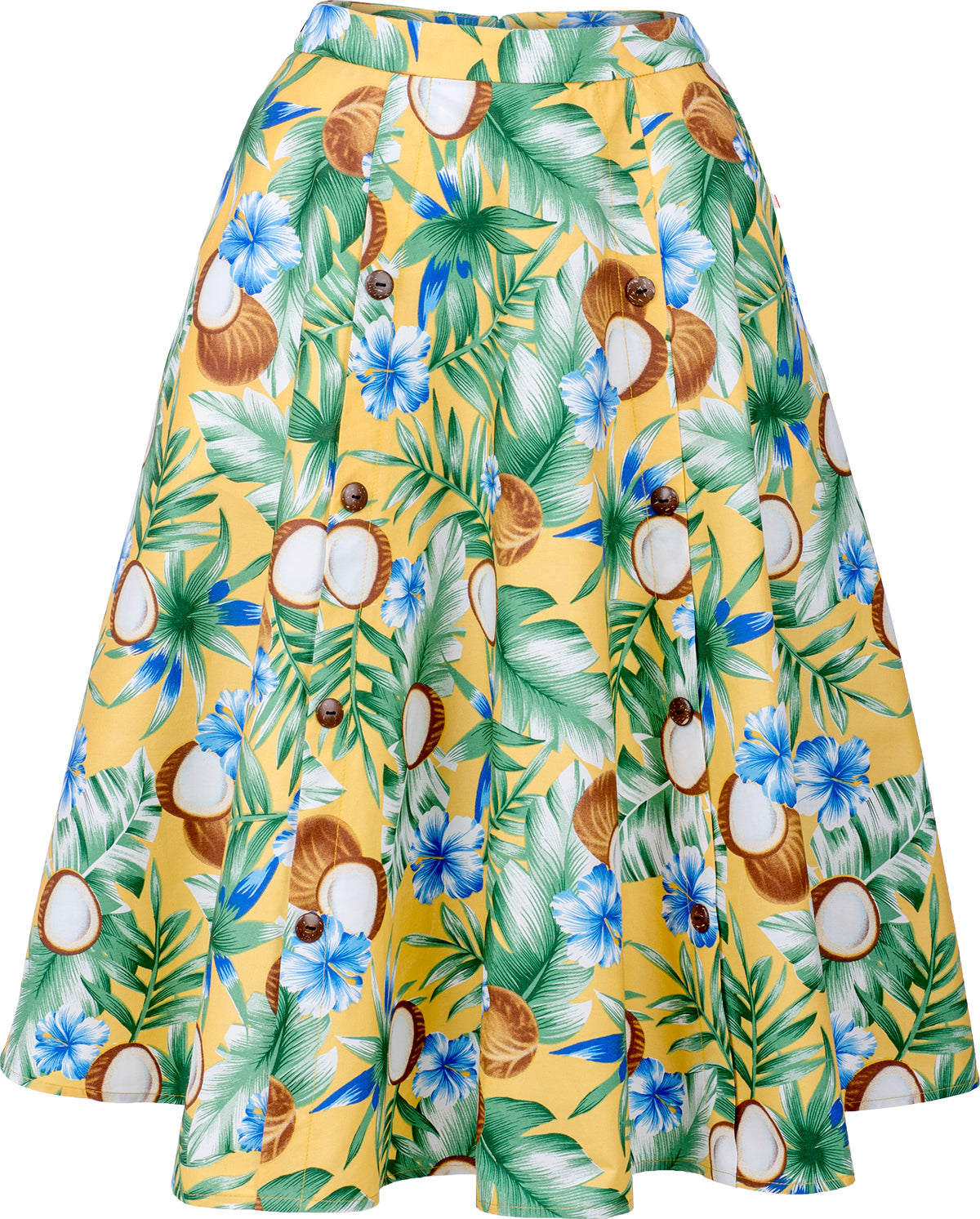 Kuestenluder_JULA_Coconut_KOKOSNUSS_Hibiskus_Skirt_SWING_ROCK_Gelb-1