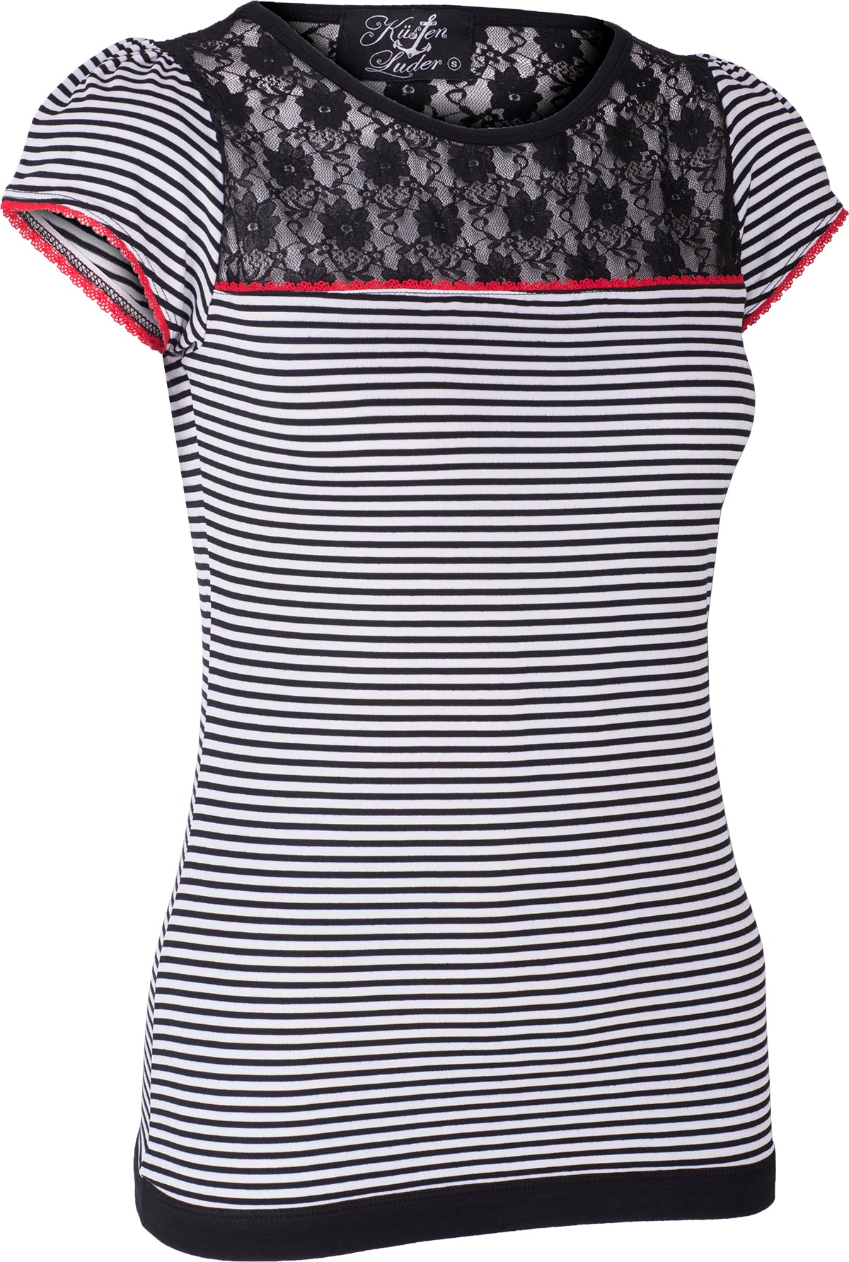 Kuestenluder_KATESA_Streifen_Striped_FLORAL_LACE_50s_Kurzarm_SHIRT_Schwarz-3iGH2PkgFTOXyT
